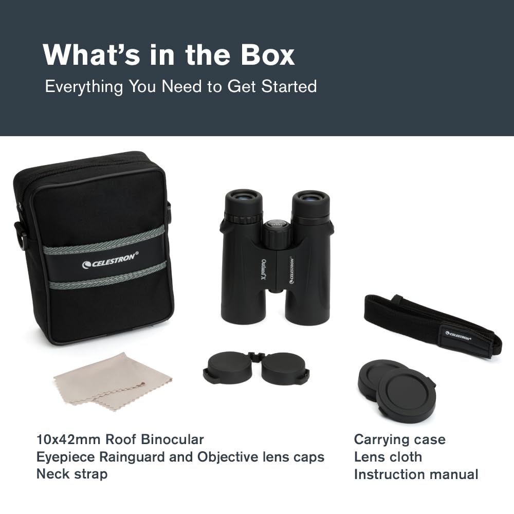 Celestron - Outland X 10x42 Binoculars – Ideal for Birding and Outdoors – 42mm Objective Lenses – 5.5° Field of View – BaK-4 Prisms – Multi-Coated – Waterproof and Fogproof