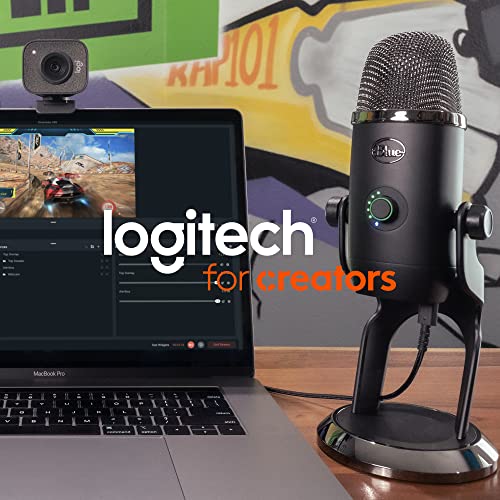 Logitech Creators Blue Yeti USB Microphone for PC, Mac, Gaming, Recording, Streaming, Podcasting, Studio and Computer Condenser Mic with Blue VO!CE effects, 4 Pickup Patterns, Plug and Play - Blackout