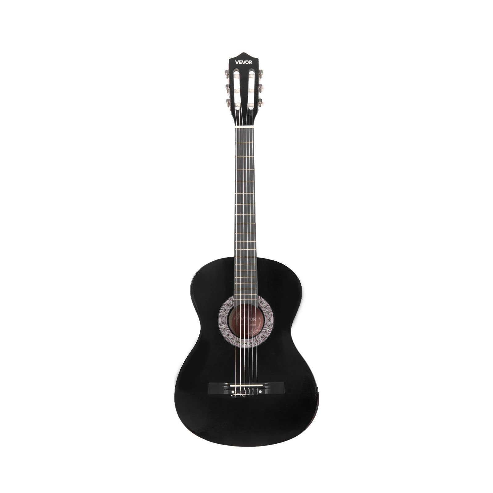 VEVOR 38 Inch Beginner Acoustic Guitar, Classical Guitar Full Starter Kit with Nylon Strings, Gig Bag, Strap, Tuner, Extra Strings, Pick, Capo, for Teenagers Adults Students Youth, Black