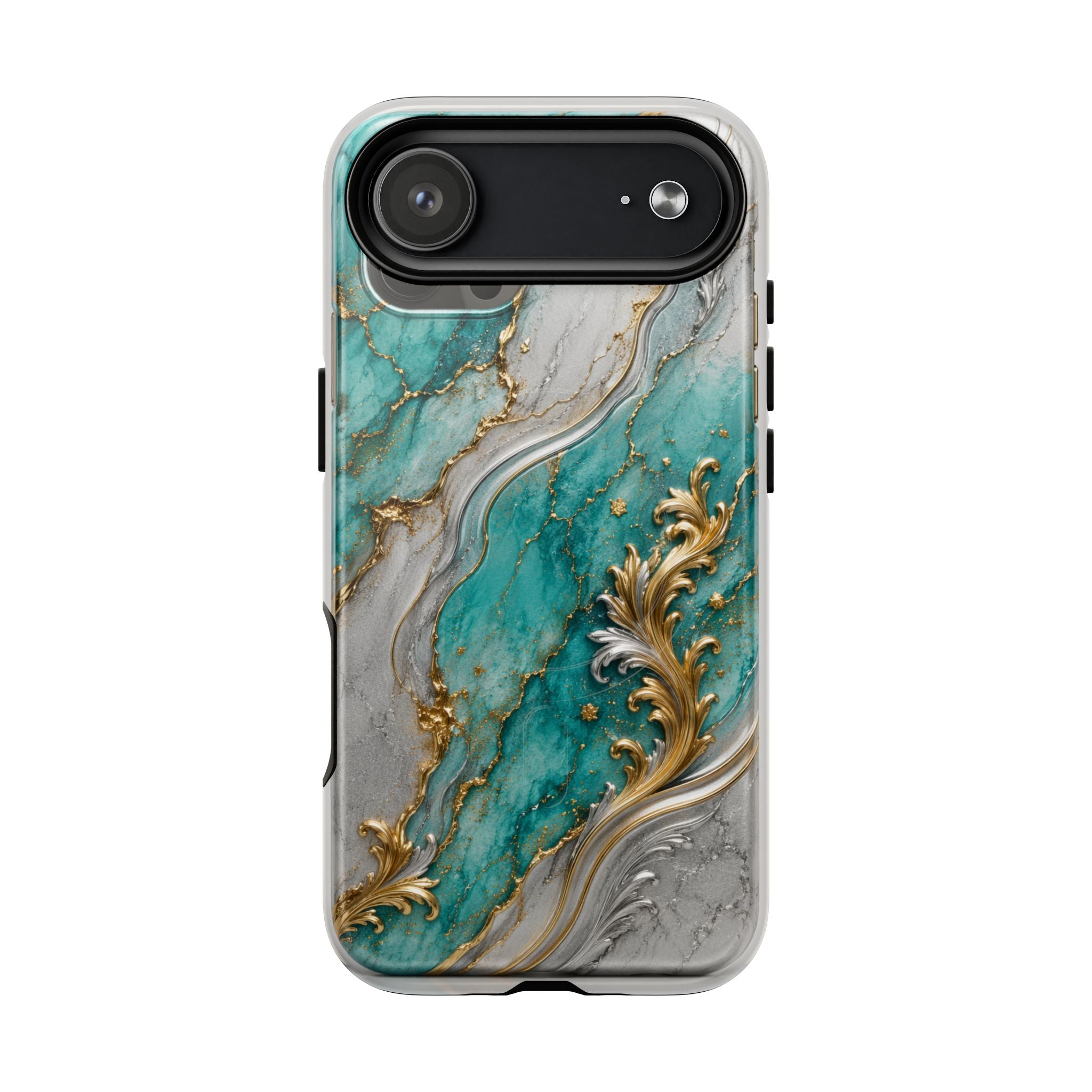 Copy of Magnetic Phone Case — Teal Marble Gold Agate Design