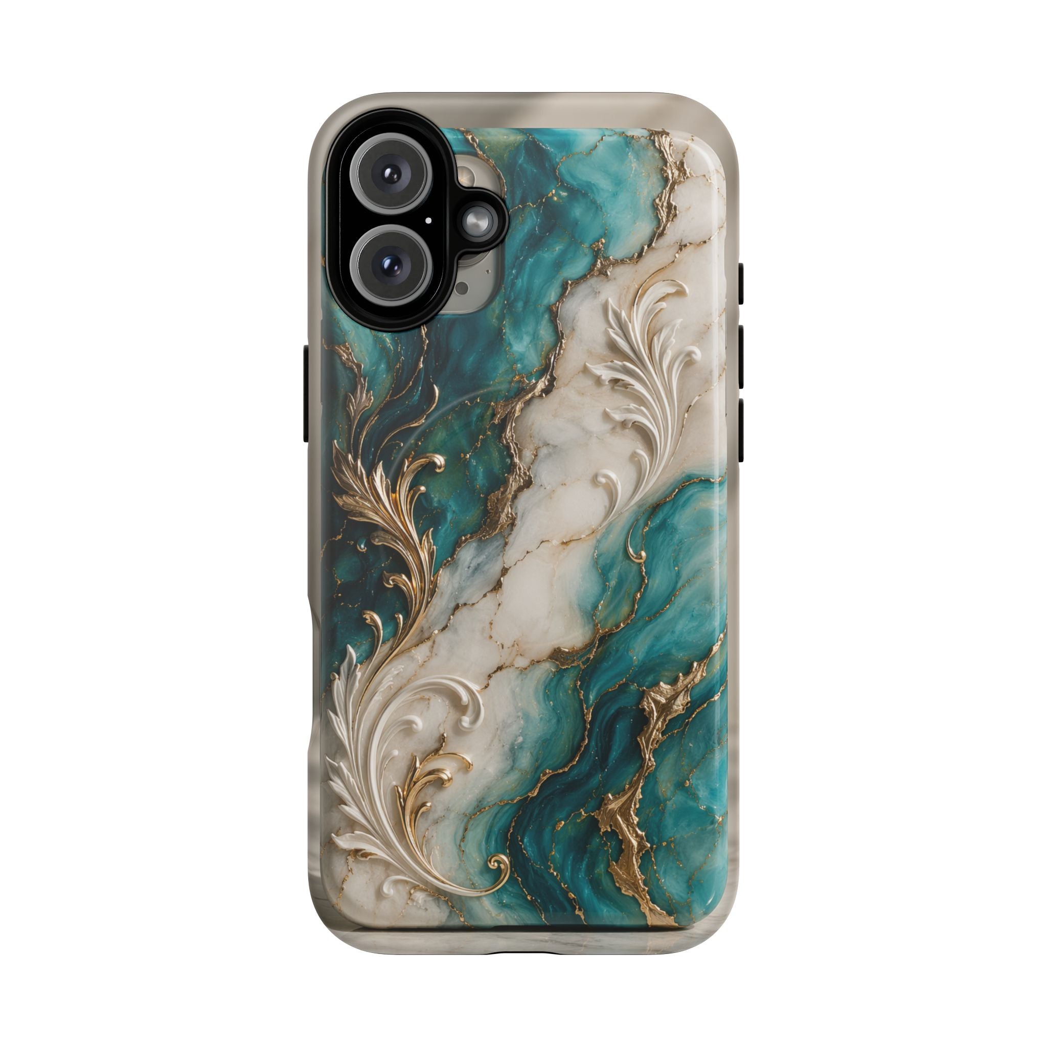 Copy of Magnetic Phone Case — Teal Marble Gold Agate Design