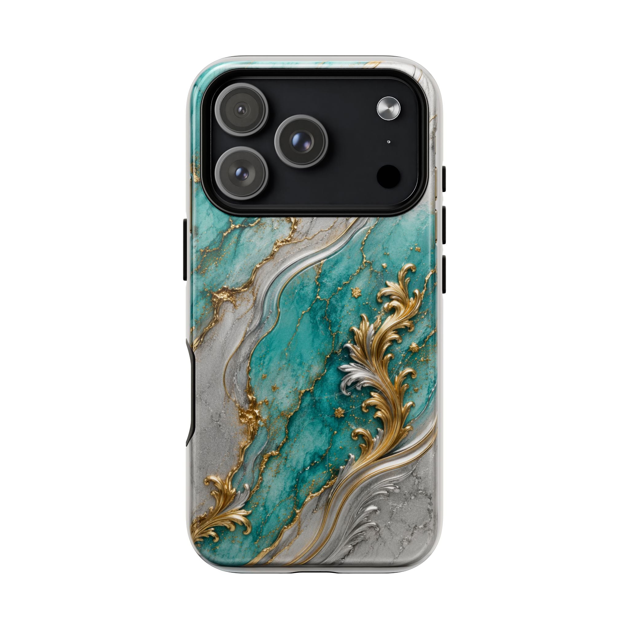 Copy of Magnetic Phone Case — Teal Marble Gold Agate Design
