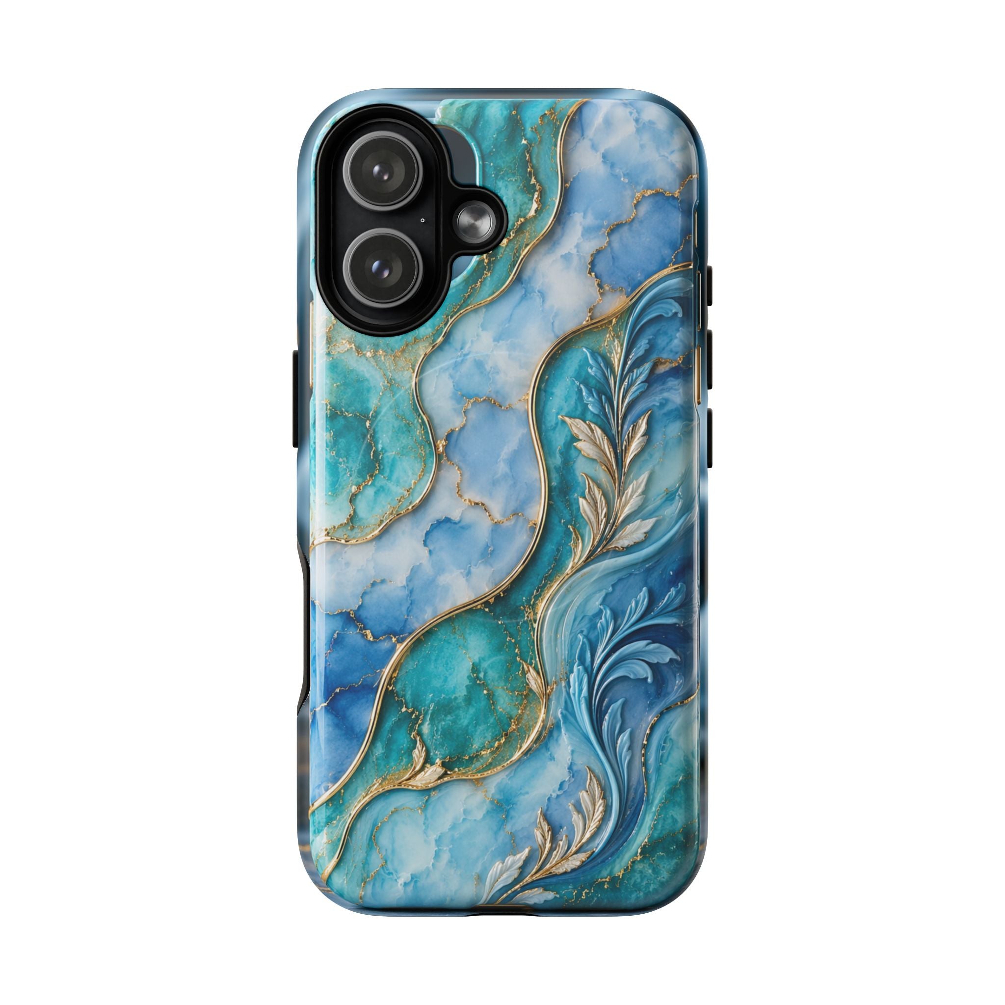 Copy of Magnetic Phone Case — Teal Marble Gold Agate Design