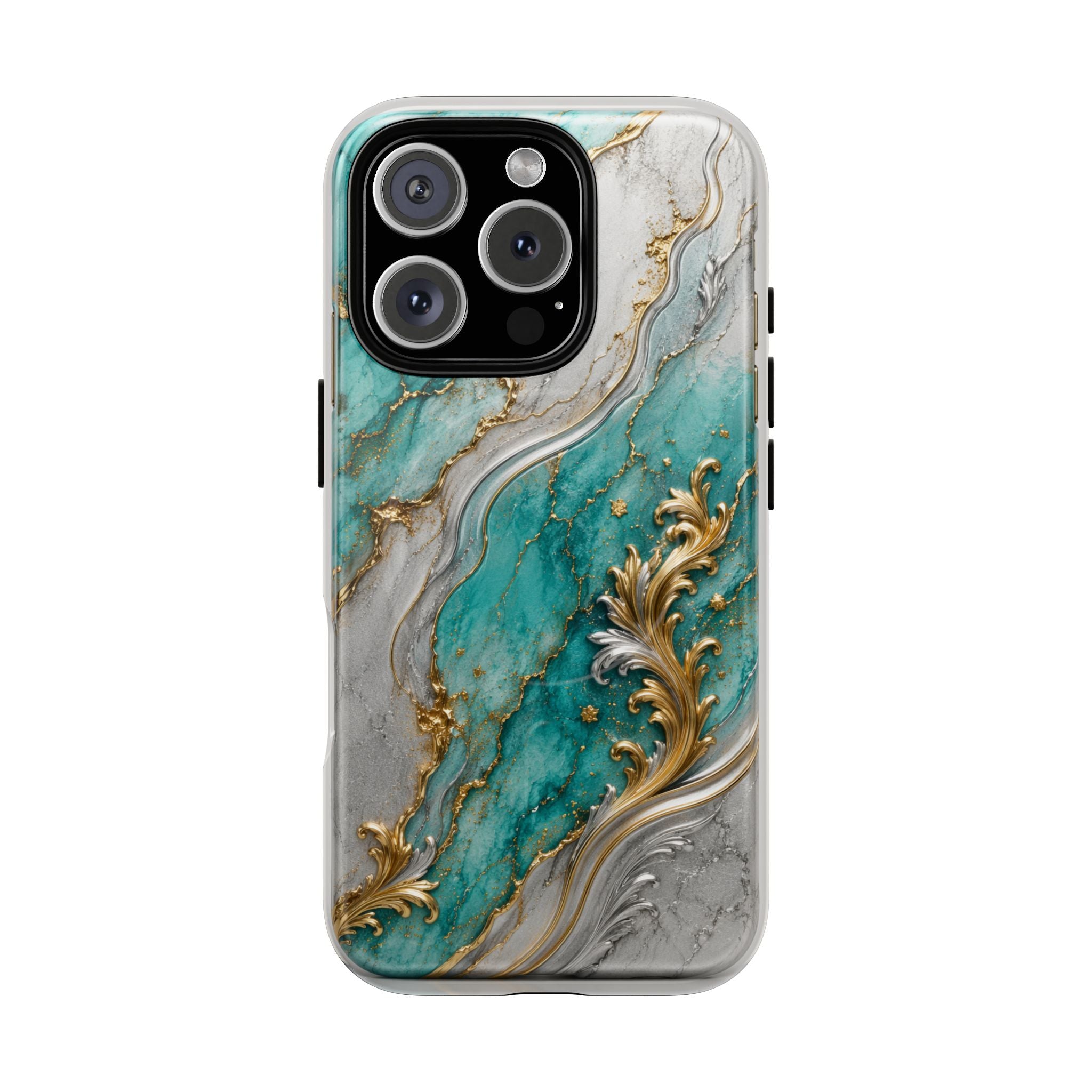 Copy of Magnetic Phone Case — Teal Marble Gold Agate Design