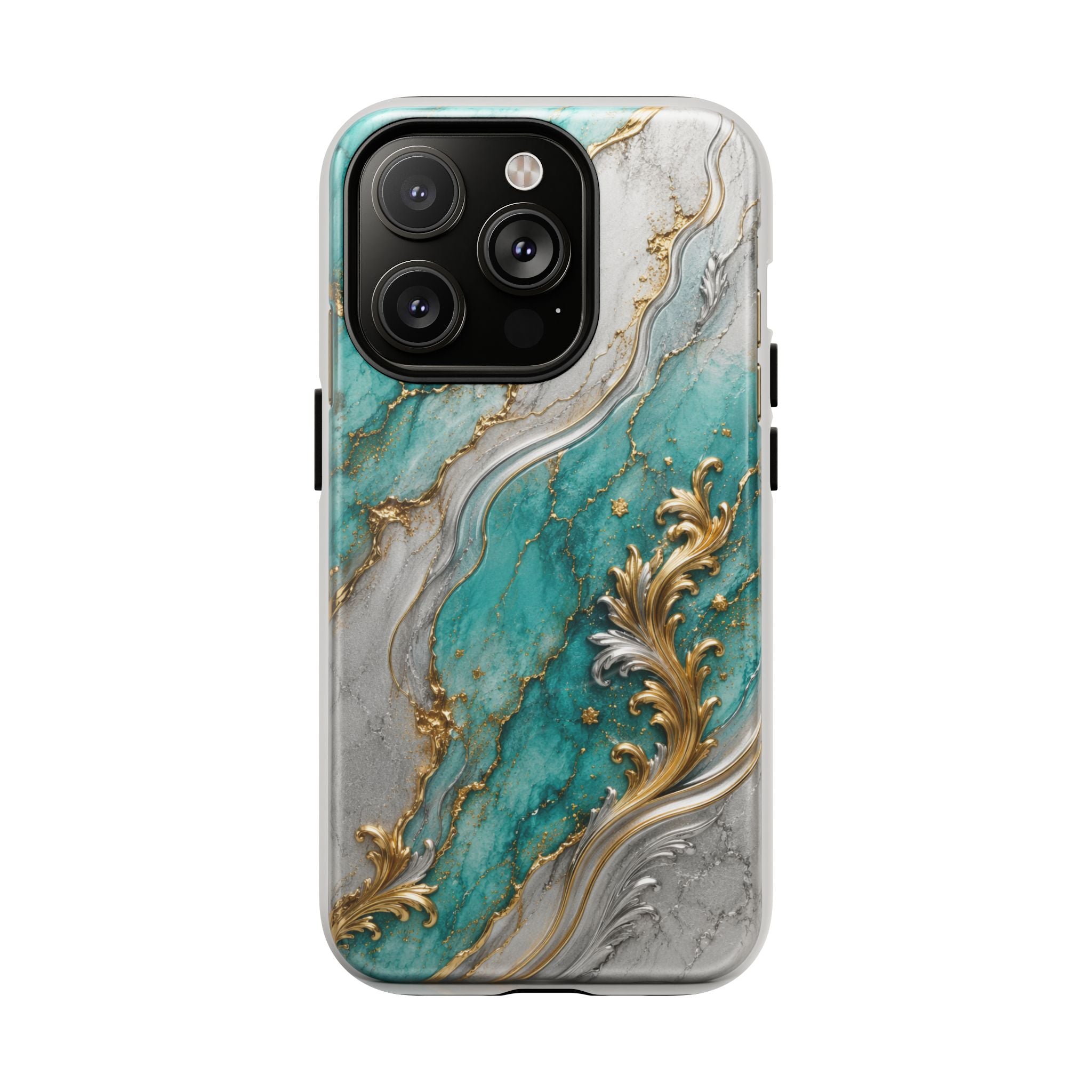 Copy of Magnetic Phone Case — Teal Marble Gold Agate Design
