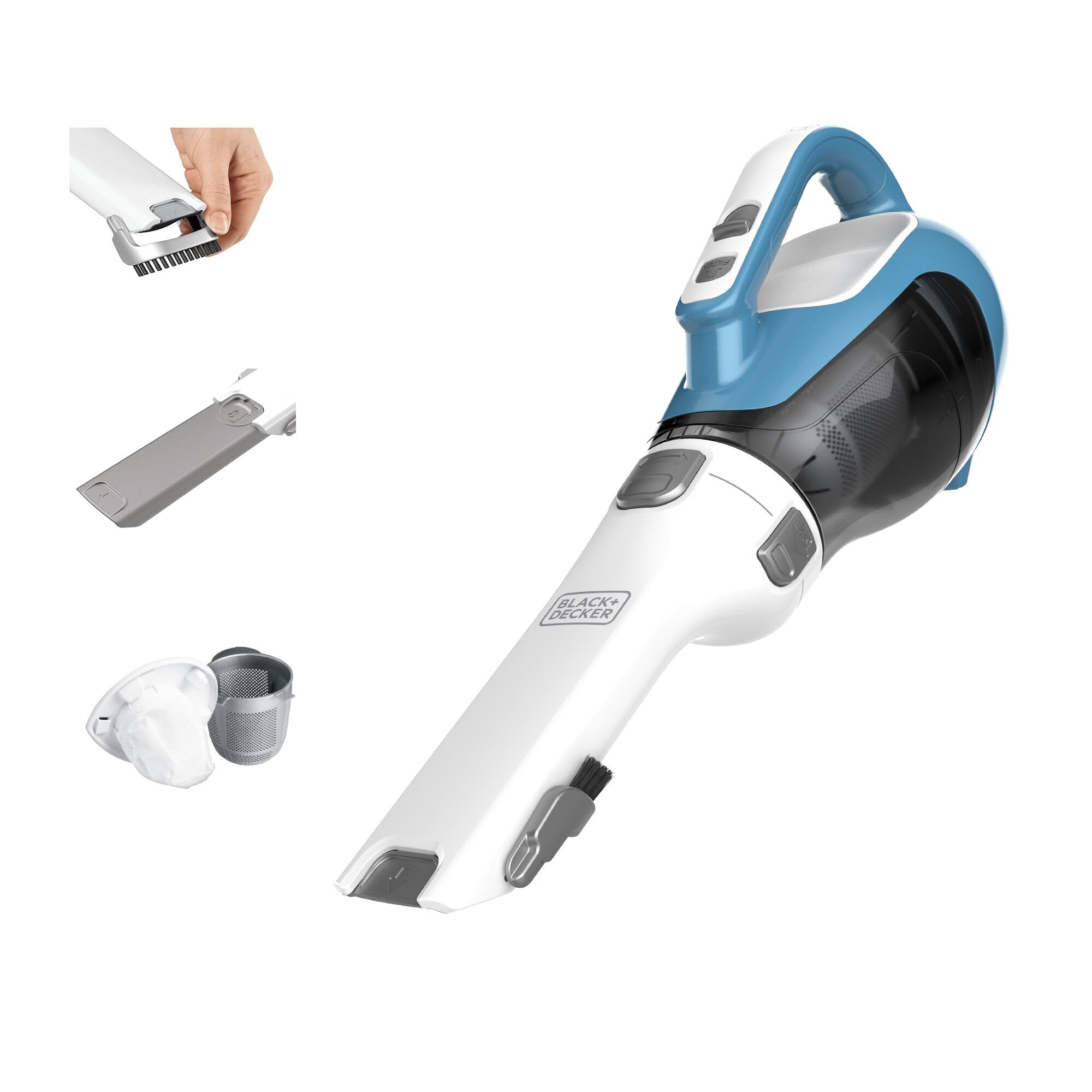 BLACK+DECKER dustbuster AdvancedClean Handheld Vacuum Cordless, Compact Home and Car Vacuum with Crevice Tool ,Rotating Nozzle and Charging Station, Large Dust Bowl (CHV1410L)