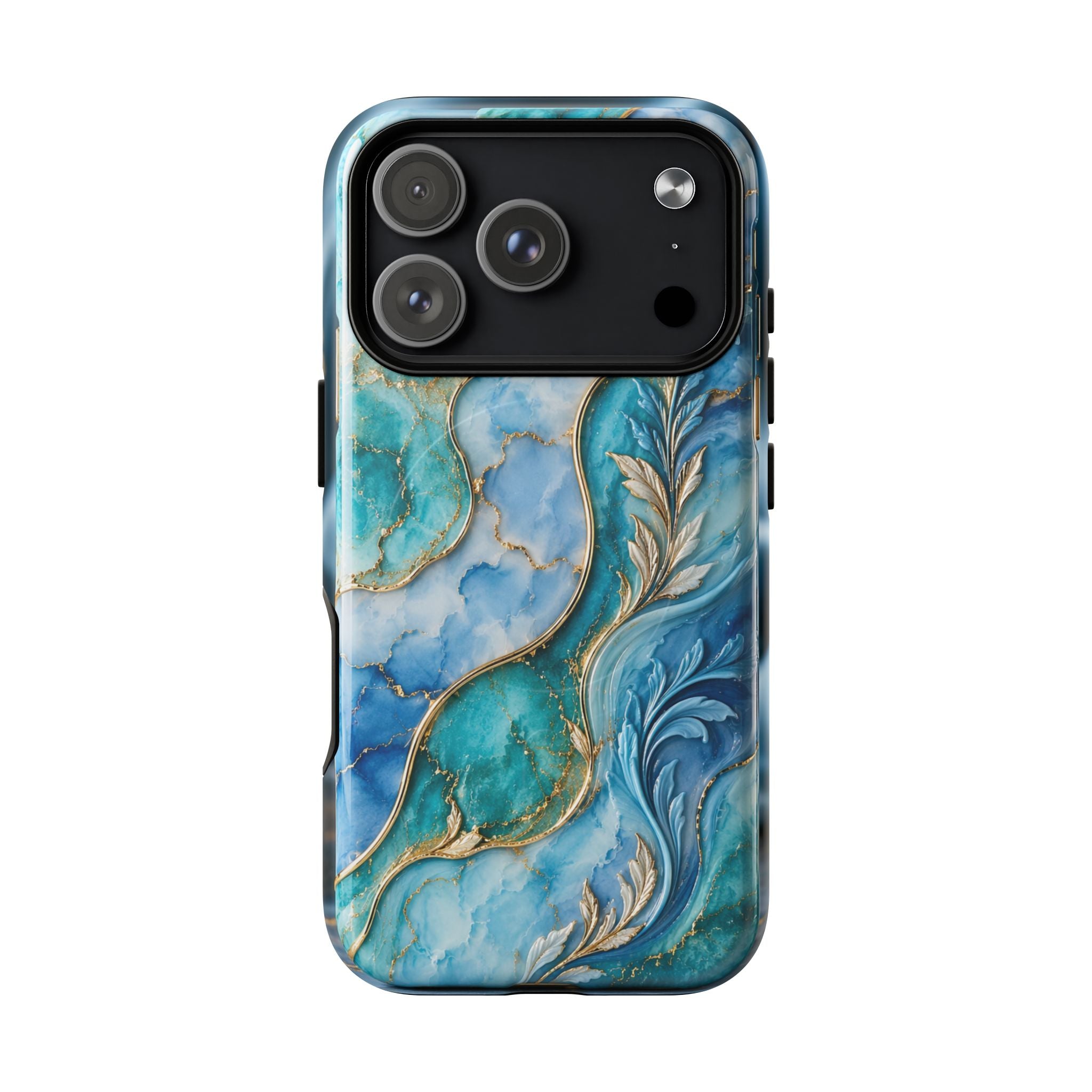Copy of Magnetic Phone Case — Teal Marble Gold Agate Design