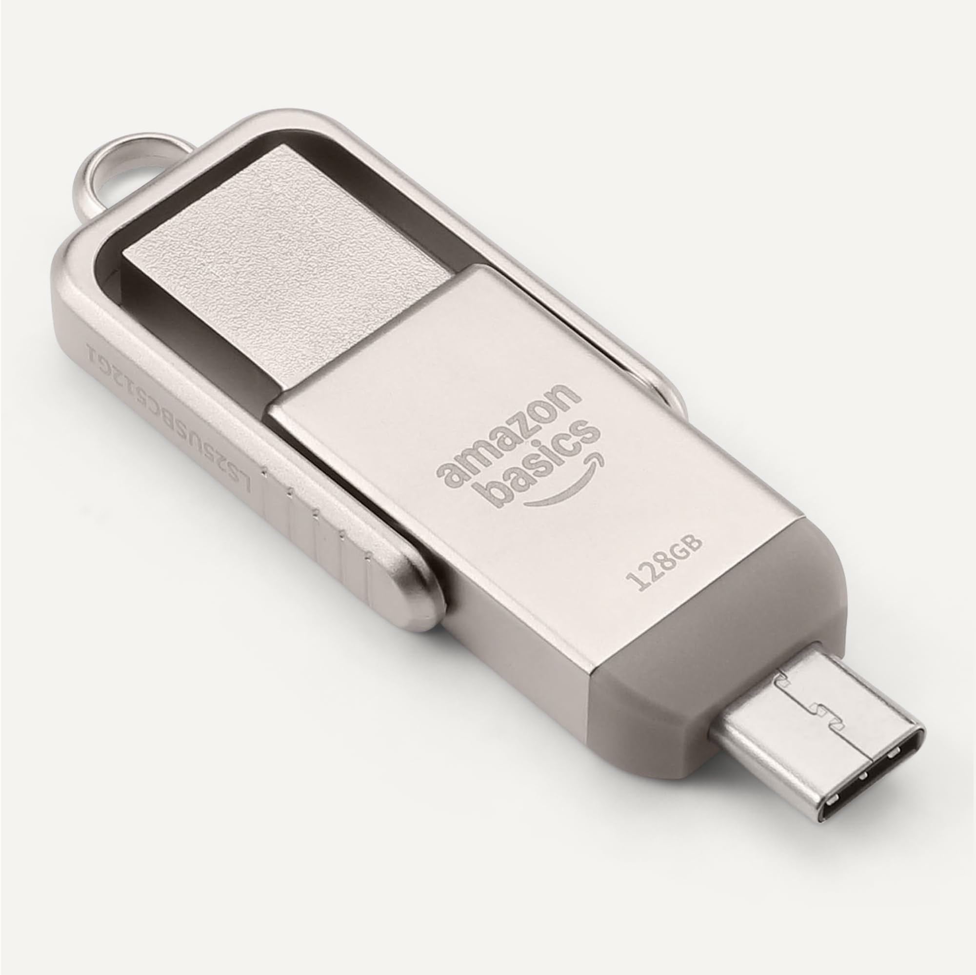 USB Flash Drive 128GB, Thumb Drive Memory Stick with USB C and USB A Dual Ports, Champagne Silver