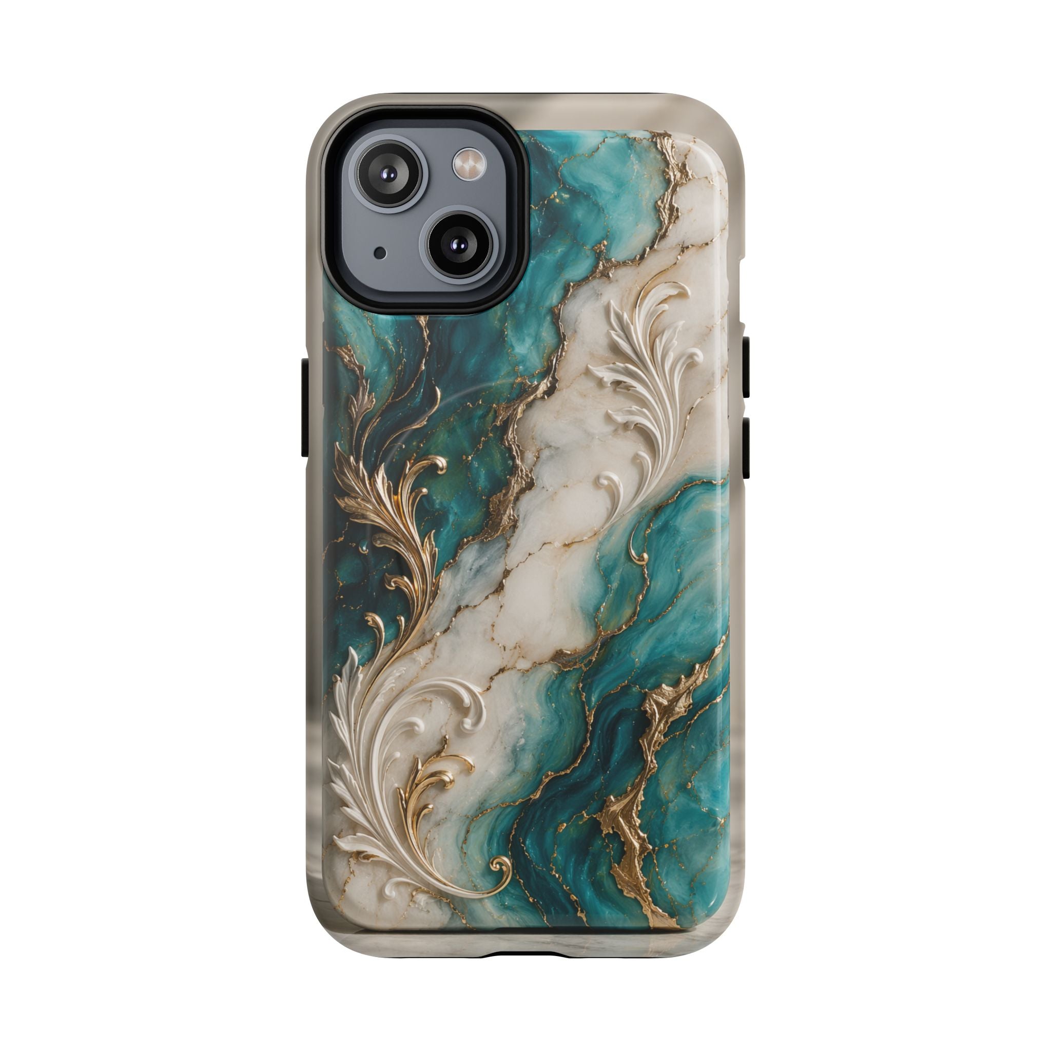 Copy of Magnetic Phone Case — Teal Marble Gold Agate Design