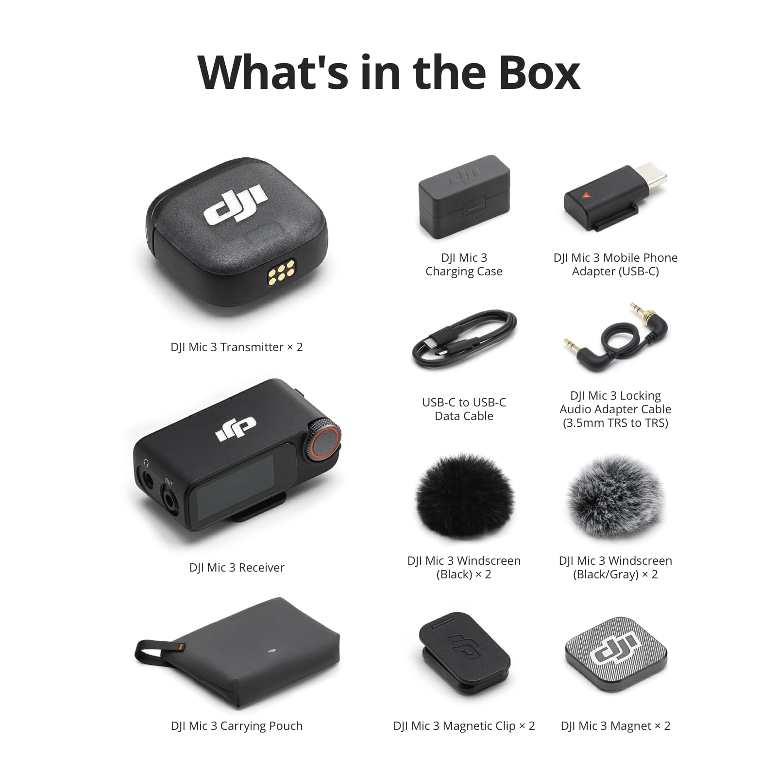 DJI Mic 3 (2 TX + 1 RX + Charging Case), Wireless Microphone for iPhone/Camera/Android, Ultralight, Adaptive Gain Control for Balanced Volume, Dual Band Anti-Interference, 28hrs Use, Vlog