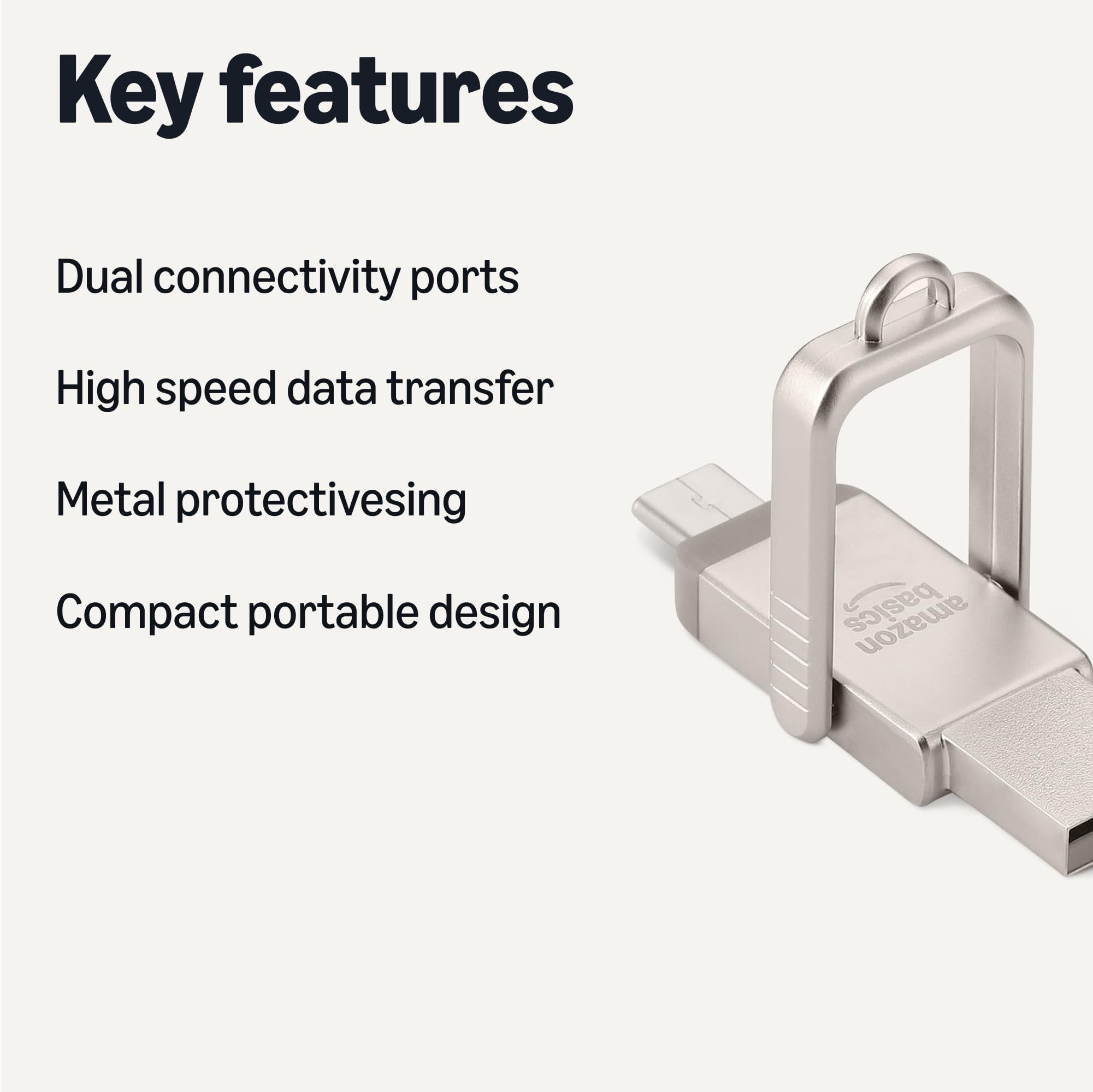 USB Flash Drive 128GB, Thumb Drive Memory Stick with USB C and USB A Dual Ports, Champagne Silver