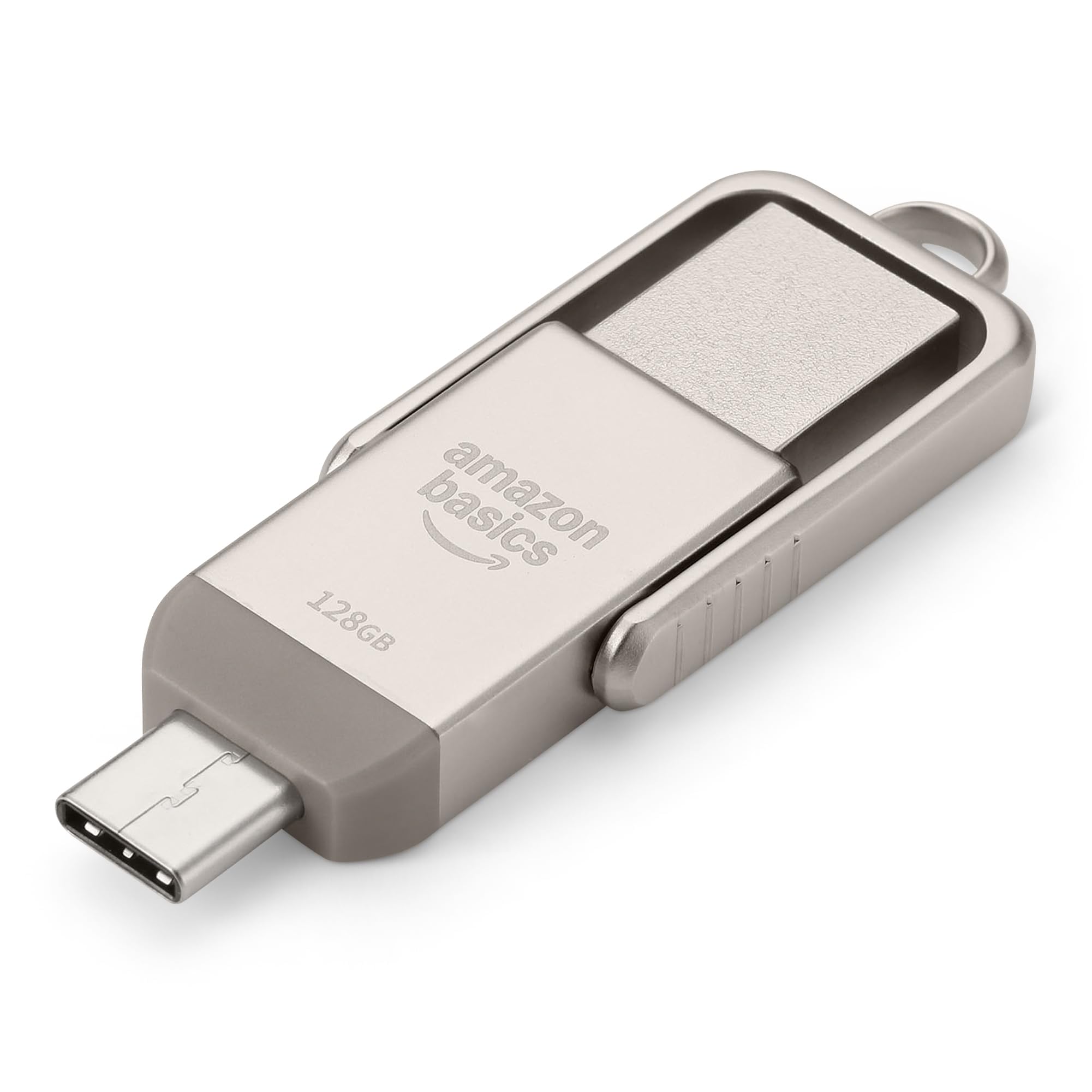 USB Flash Drive 128GB, Thumb Drive Memory Stick with USB C and USB A Dual Ports, Champagne Silver