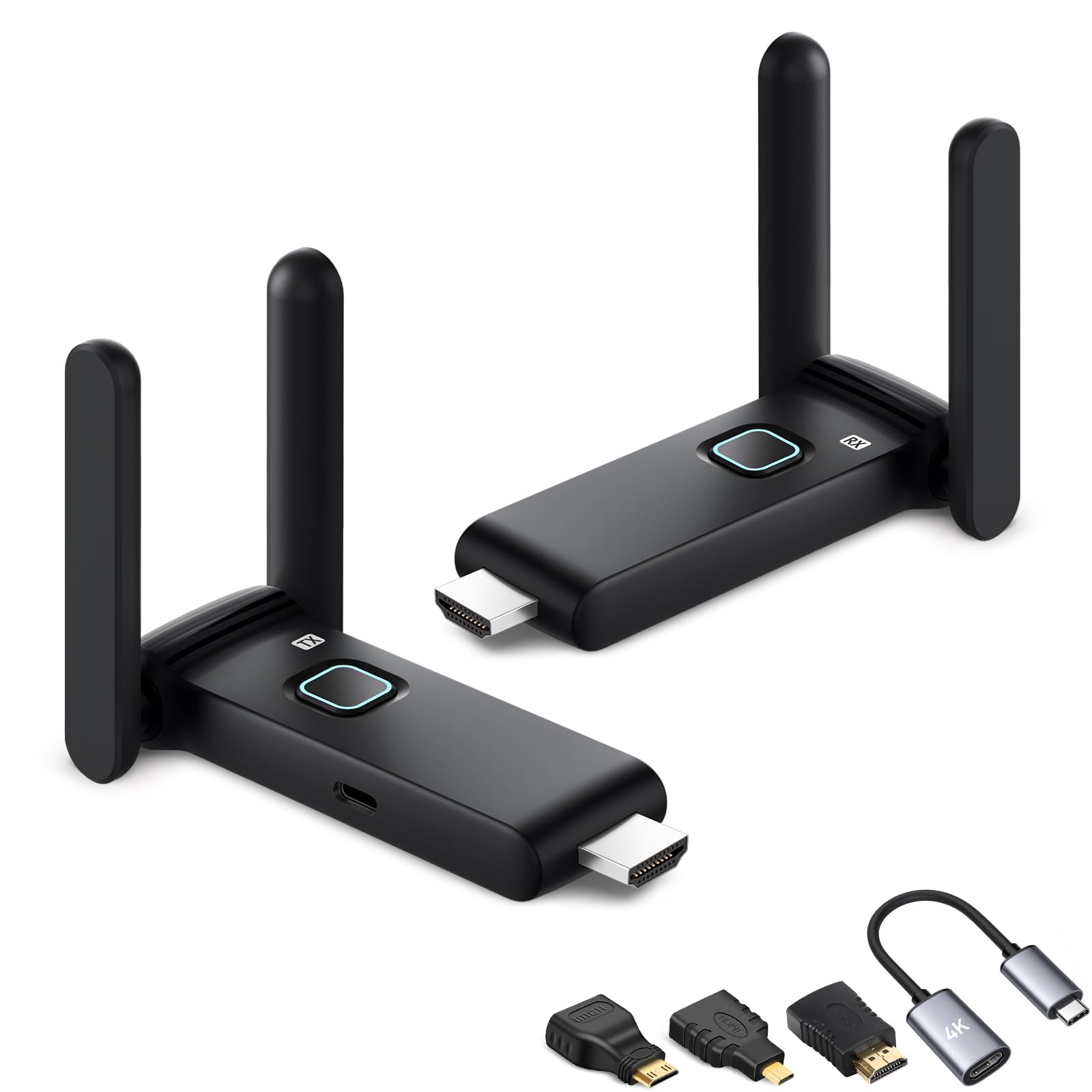 POFAN Wireless HDMI Transmitter and Receiver 4k, Plug and Play Portable Extender, HDMI Wireless Supports 2.4/5GHz, Used for Streaming Video, Audio, Files from laptops/TV Boxes/projectors to Monitors