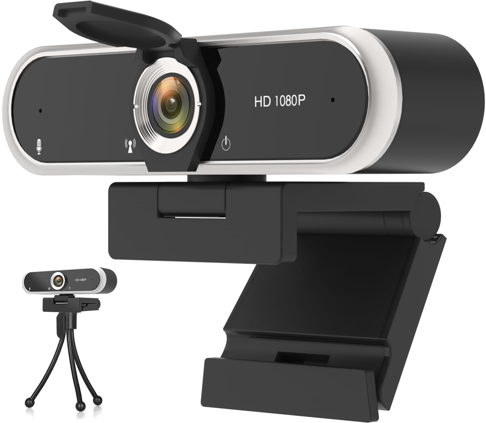 NIVEOLI Webcam 1080P with Microphone & Privacy Cover for PC/Laptop, USB Computer Camera Plug & Play with Auto Light Correction for Video Calls, Live Streaming Gaming & Online Meetings