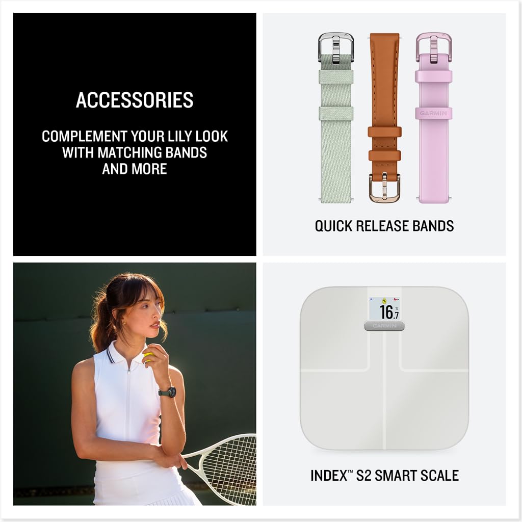 Garmin Lily® 2 Active, Smartwatch, Small and Stylish, Built-in GPS, Hidden Display, Patterned Lens, Up to 9 Days Battery Life, Jasper Green with Jasper Green Silicone Band