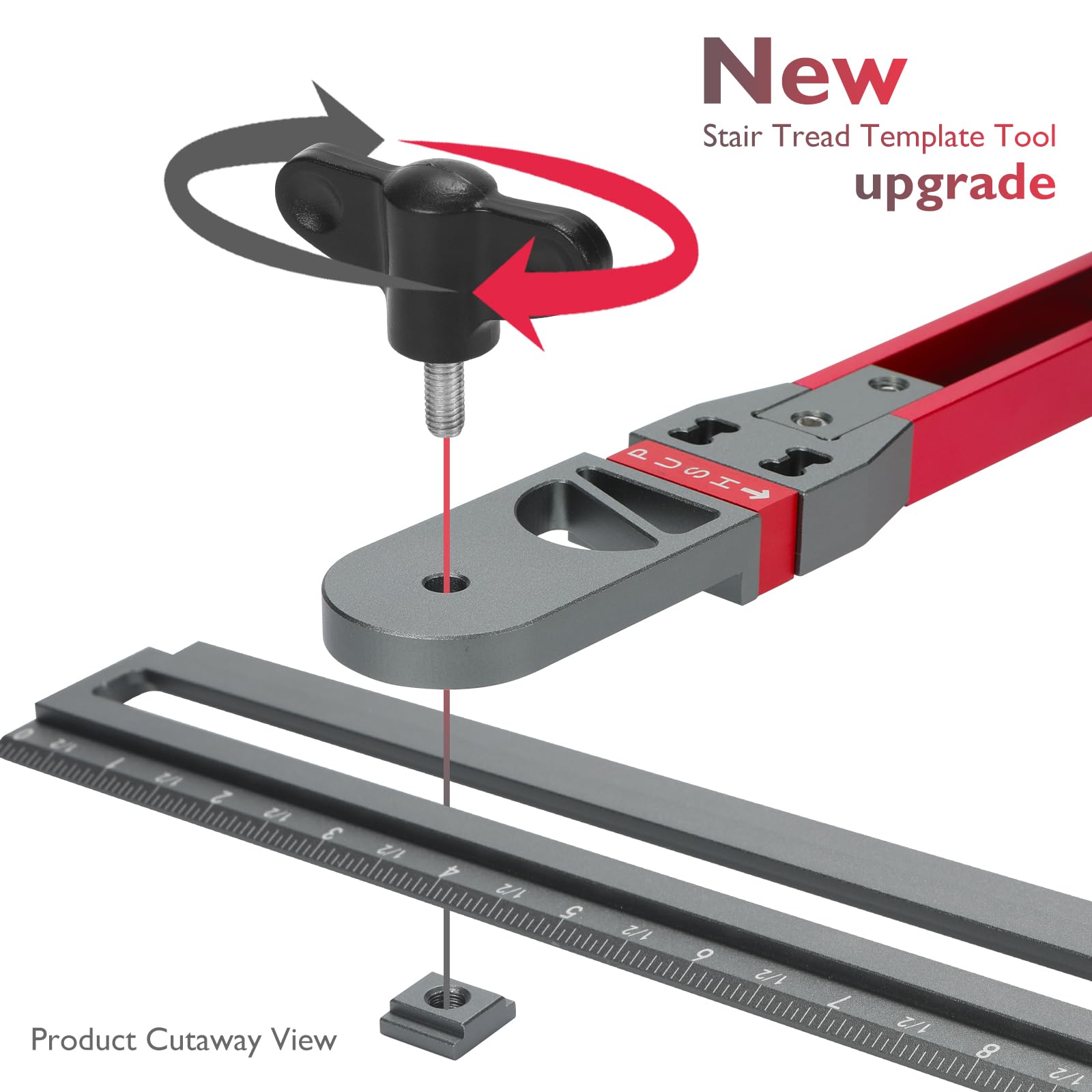 Stair Tread Template Tool – Adjustable Stair Measuring Tool for Treads and Risers, Aluminum Stair Scribe Tool for Accurate Layout, Shelf and Stair Installation Projects