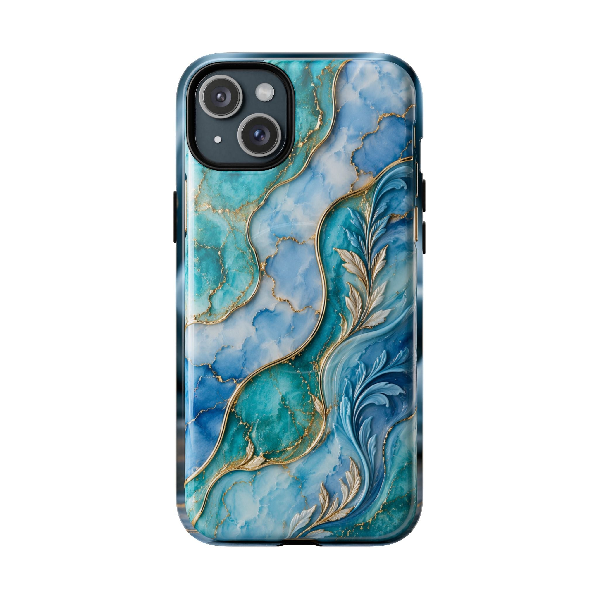 Copy of Magnetic Phone Case — Teal Marble Gold Agate Design