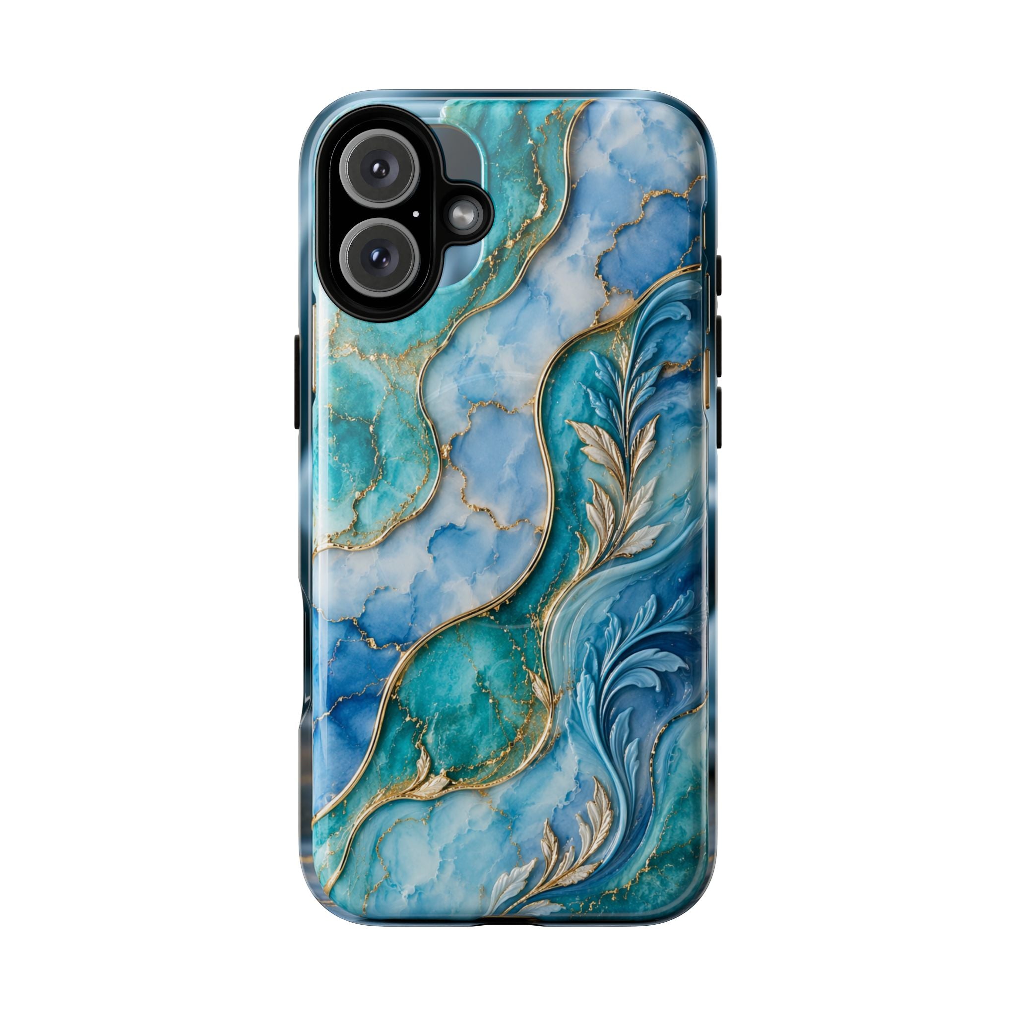 Copy of Magnetic Phone Case — Teal Marble Gold Agate Design