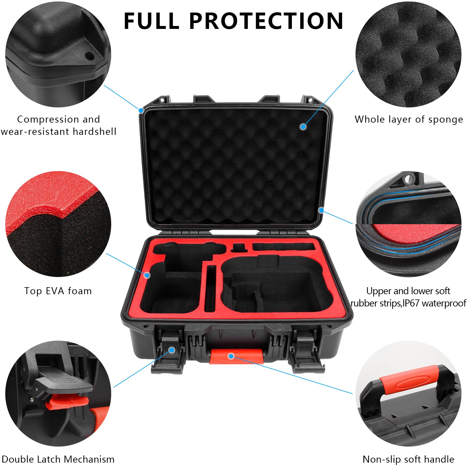 FPVtosky Hard Case for Avata 2 Drone Combo, Waterproof Carrying Case, Fits DJI Goggles 3 [NOT for Goggles N3], RC Motion 3 & DJI FPV Remote Controller 3 Accessories [CASE ONLY]