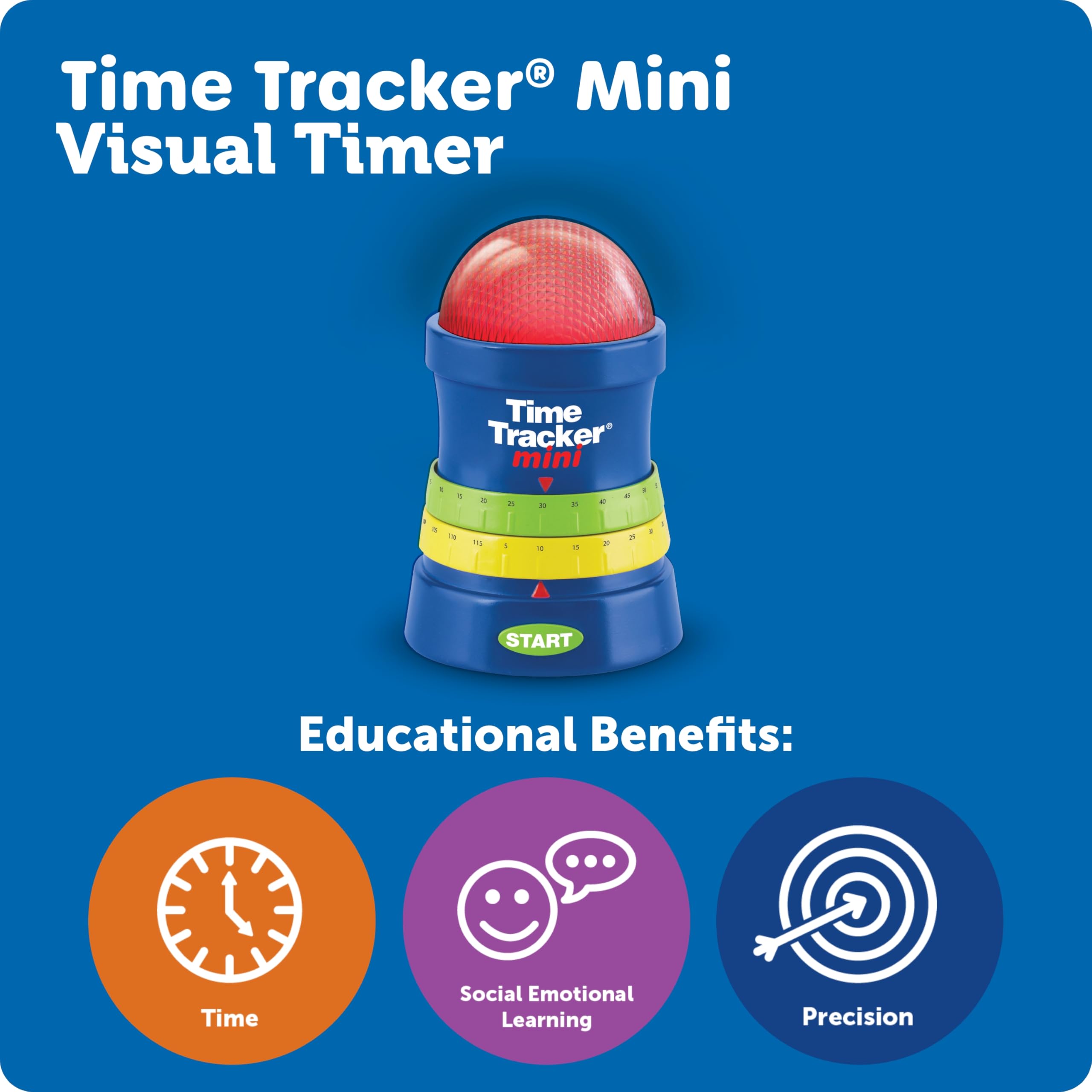 Learning Resources Time Tracker Mini Visual Timer, Classroom Timer, Hand Washing Timer, Auditory and Visual Cue, Ages 3+