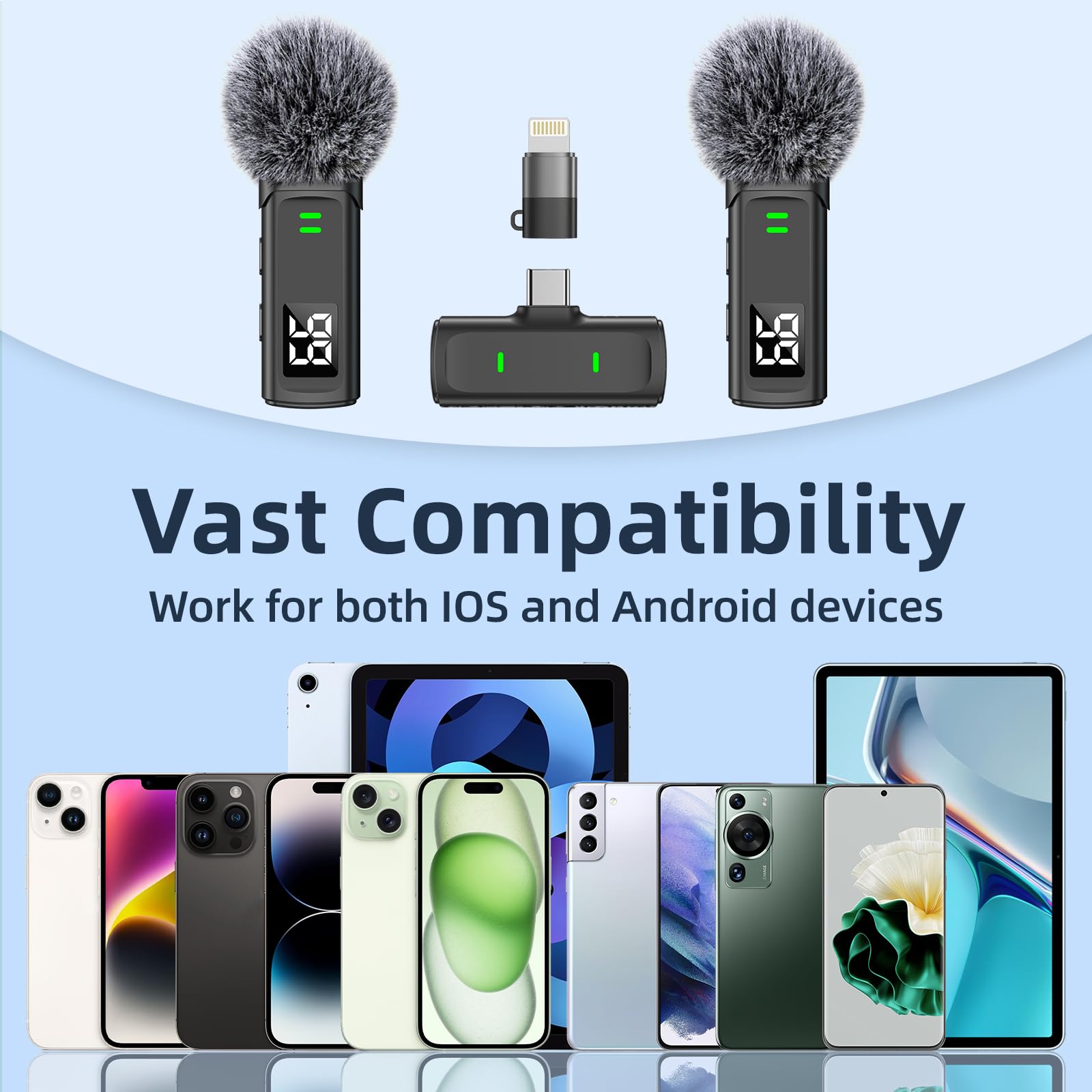 TXTUNE Wireless Lavalier Microphone for iPhone 16 - USB C Phone Microphone for Video Recording with Noise Reduction Mini Mics 35H Charging Case 75FT Transmission