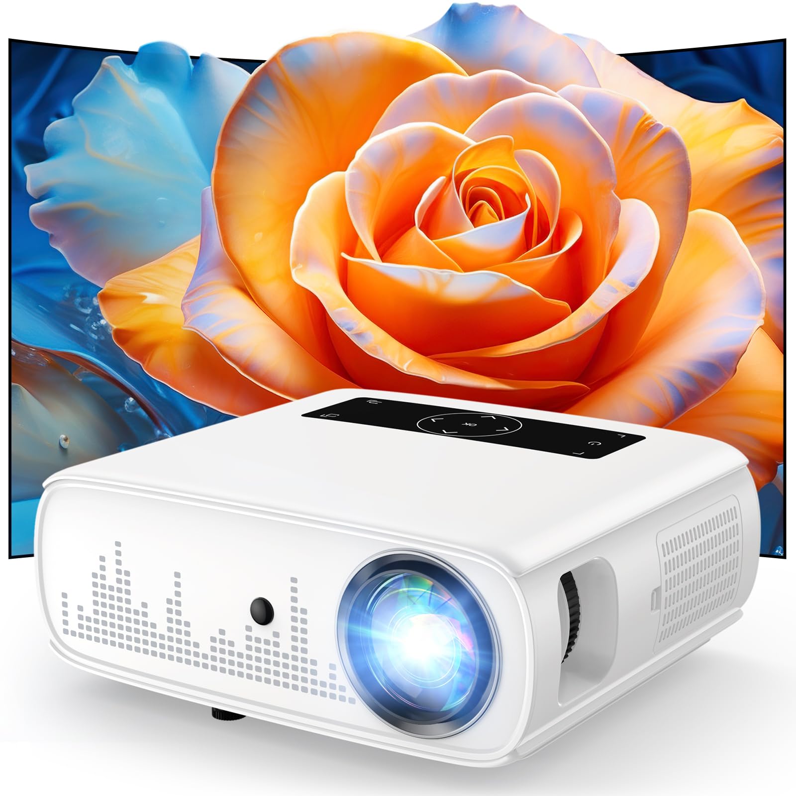 GROVIEW Projector, 15000lux 490ANSI Native 1080P WiFi Bluetooth Projector, 300'' Video Projector, Supports 4K & Zoom, 5G Sync, Compatible with HDMI USB/ AV/ Smartphone/ Pad/ Laptop/ DVD/ TV Stick/ PS5
