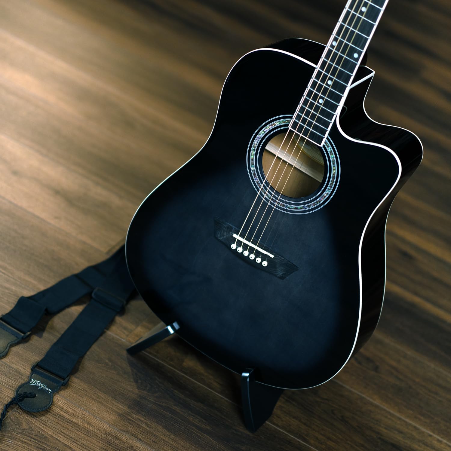 Washburn WA90CE Acoustic-Electric Guitar Kit – Dreadnought Cutaway, Built-In Tuner, Okoume Body – Perfect Holiday Gift for Adults, Beginners, Musicians & Live Performance