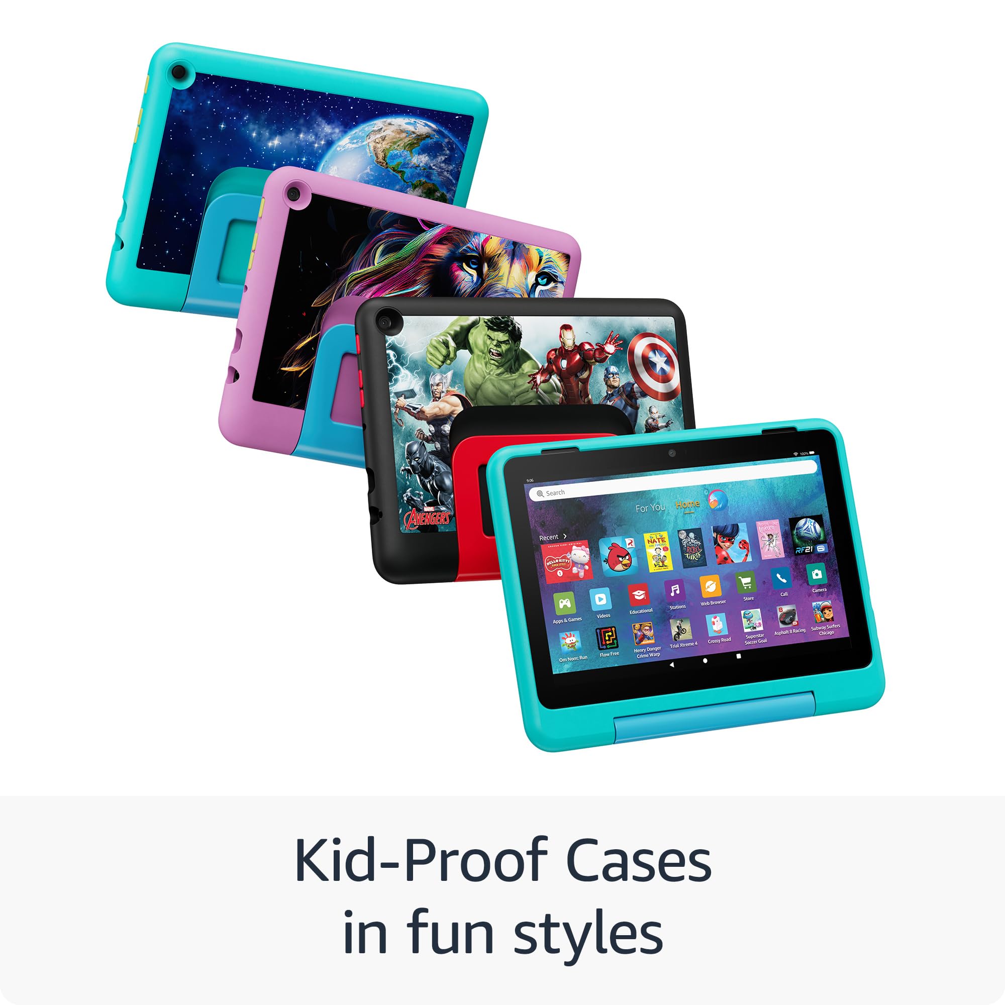Amazon Fire HD 8 Kids Pro tablet (newest model), ages 6-12. Bright 8" HD screen, includes ad-free content, parental controls, 13-hr battery, slim case for older kids, 64GB, Hello Teal