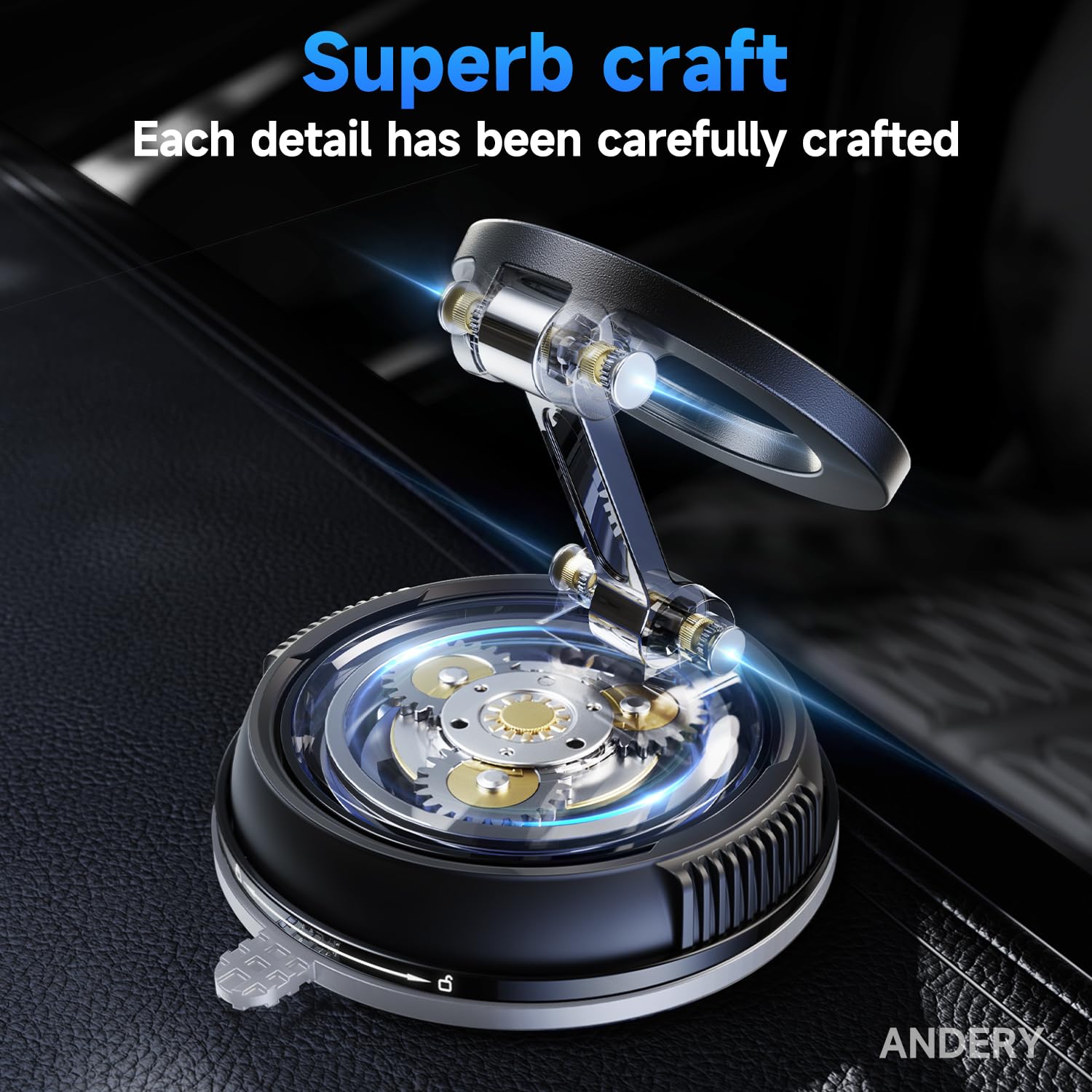 ANDERY Car Phone Holder for Magsafe [78+LBS Strongest Suction & 2400gf Strongest Magnetic] 360° Adjustable Car Phone Mount, Phone Holders for Your Car for iPhone 17-12 Pro Max Air Plus (Carbon Fiber)