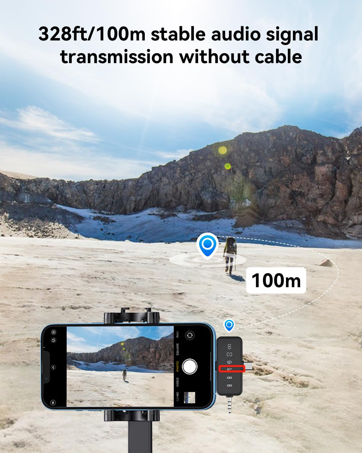 PQRQP 3 in 1 Microphone for iPhone/Android/Camera, Wireless Microphones, 328ft Transmission, 18H Battery Life, Mini Microphone for Record Interview, Vlogs, Tiktok