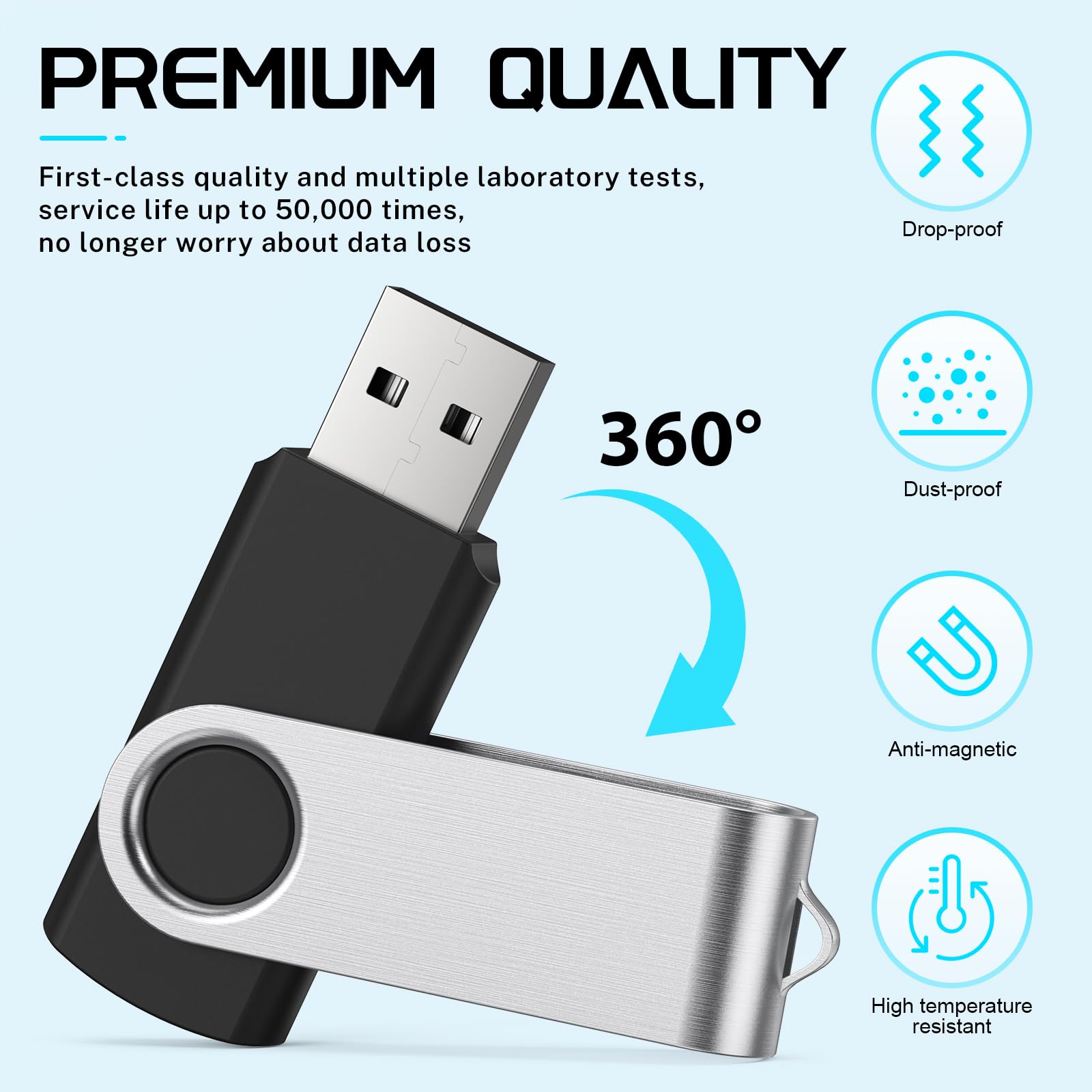 FEBNISCTE 64GB Flash Drive 10 Pack Multicolour, Thumb Drive High Capacity, Bulk USB Flash Drives 64 GB Metal Swivel, USB 2.0 Jump Drive Portable, Pen Drive Zip High Speed for Data Storage