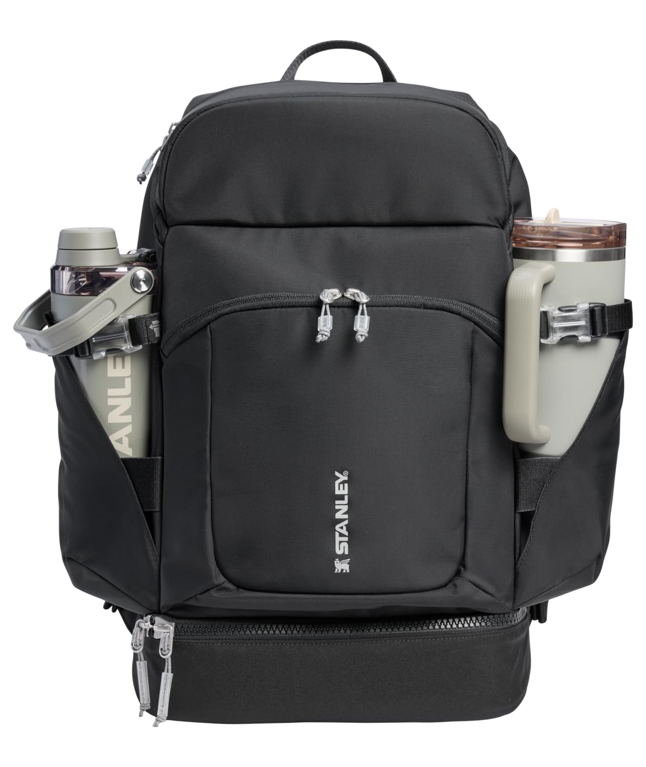 STANLEY Vitalize Backpack | Gym, Work & Travel Bag with Laptop Sleeve | Expandable Bottom Compartment | Tumbler & Water Bottle Pockets | Durable Recycled Fabric | Black