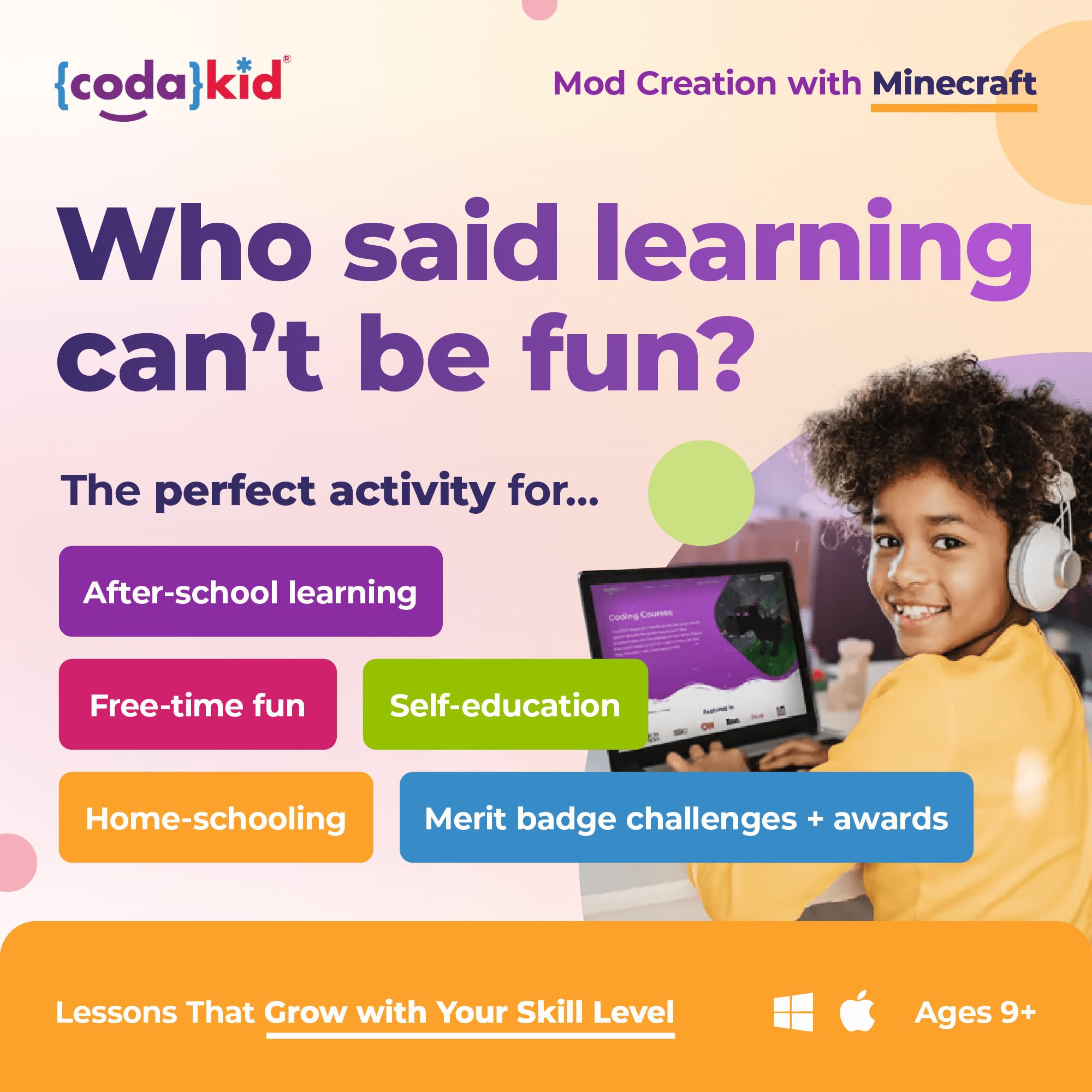 Coding for Kids with Minecraft - Ages 9+ Learn Real Computer Programming and Code Amazing Minecraft Mods with Java - Award-Winning Online Courses (PC & Mac)
