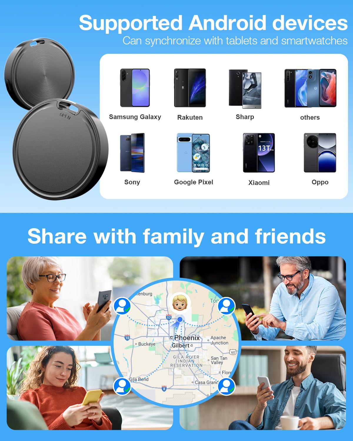 Air Tags for Android,Air Tags-4 Pack Android,Air Tracker Tags with 4 Case,2 Year Battery Life,Google Find Trackers for Google'S Find Hub App,IP65 Waterproof Luggage Air Tracker Tag for Keys