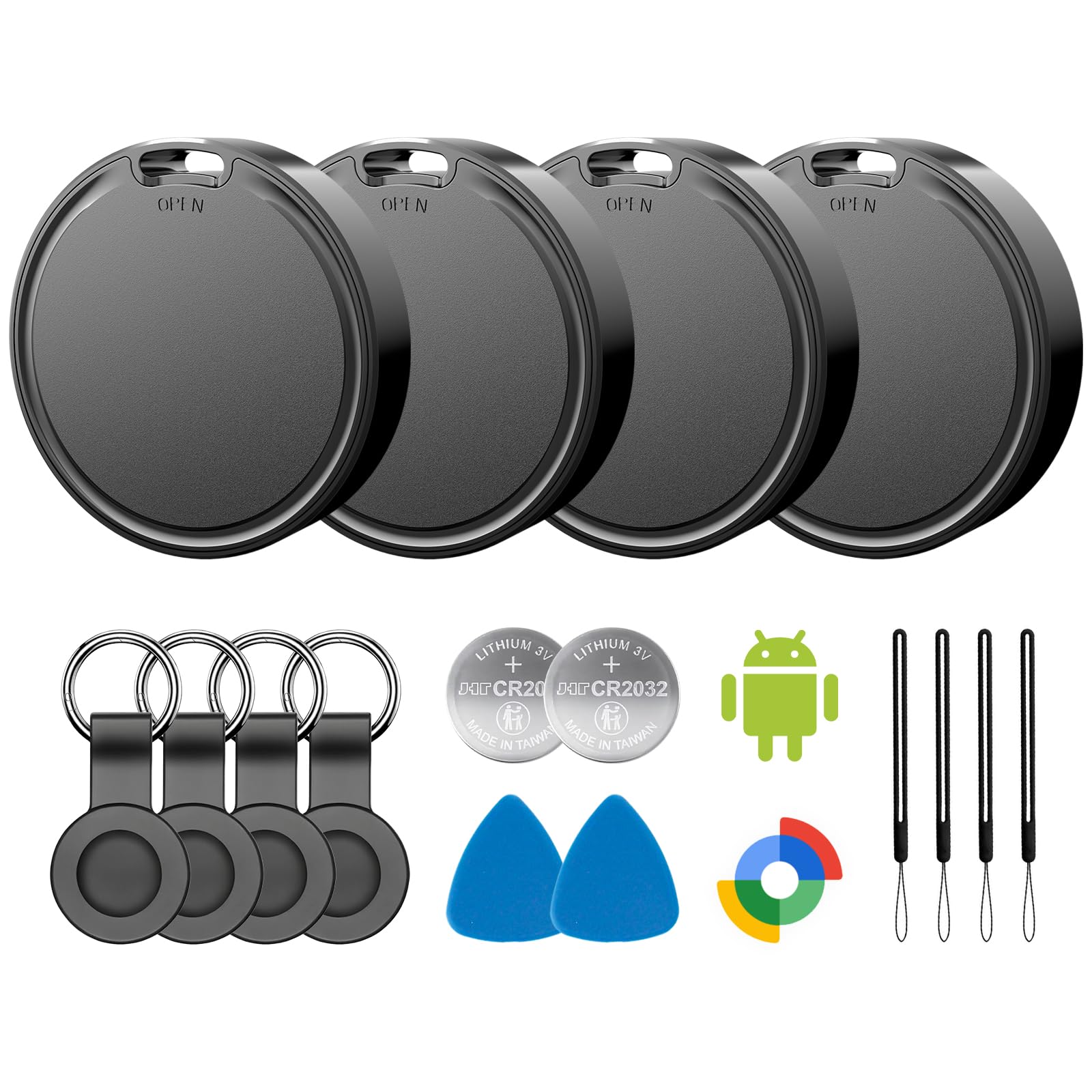 Air Tags for Android,Air Tags-4 Pack Android,Air Tracker Tags with 4 Case,2 Year Battery Life,Google Find Trackers for Google'S Find Hub App,IP65 Waterproof Luggage Air Tracker Tag for Keys