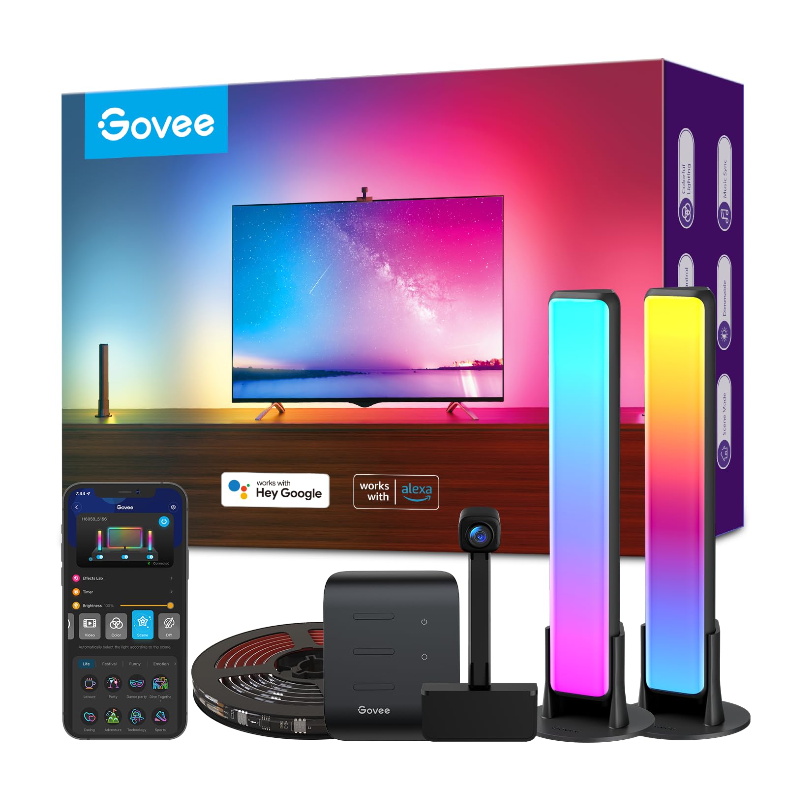Govee Smart Wi-Fi RGBIC LED Strip Lights & Light Bars, DreamView T1 Pro for 55-65in TVs - Works with Alexa & Google Home