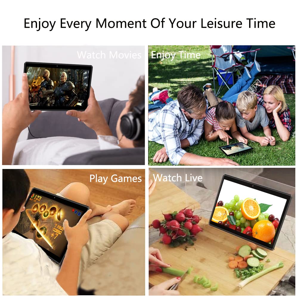 PRITOM Tablet 10 inch, 64GB, Tablet Android, HD IPS Screen, Dual Camera, WiFi, Bluetooth, Tablets with 6000mAh Battery, Touch10 Tab GMS Certified (Black)