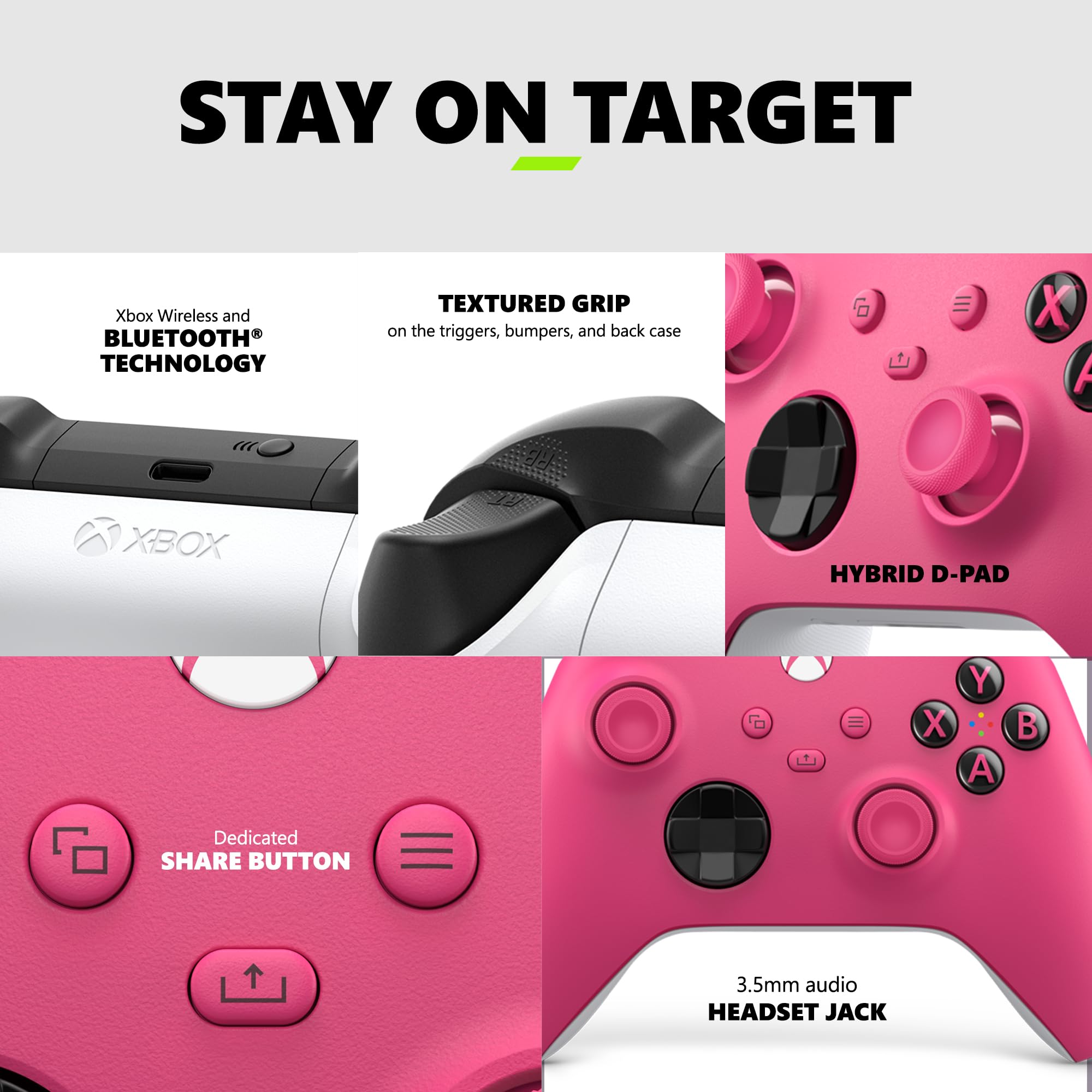 Xbox Wireless Gaming Controller | Deep Pink | Console, PC, & Android | Textured Grip | Wireless, Bluetooth, USB-C Connectivity