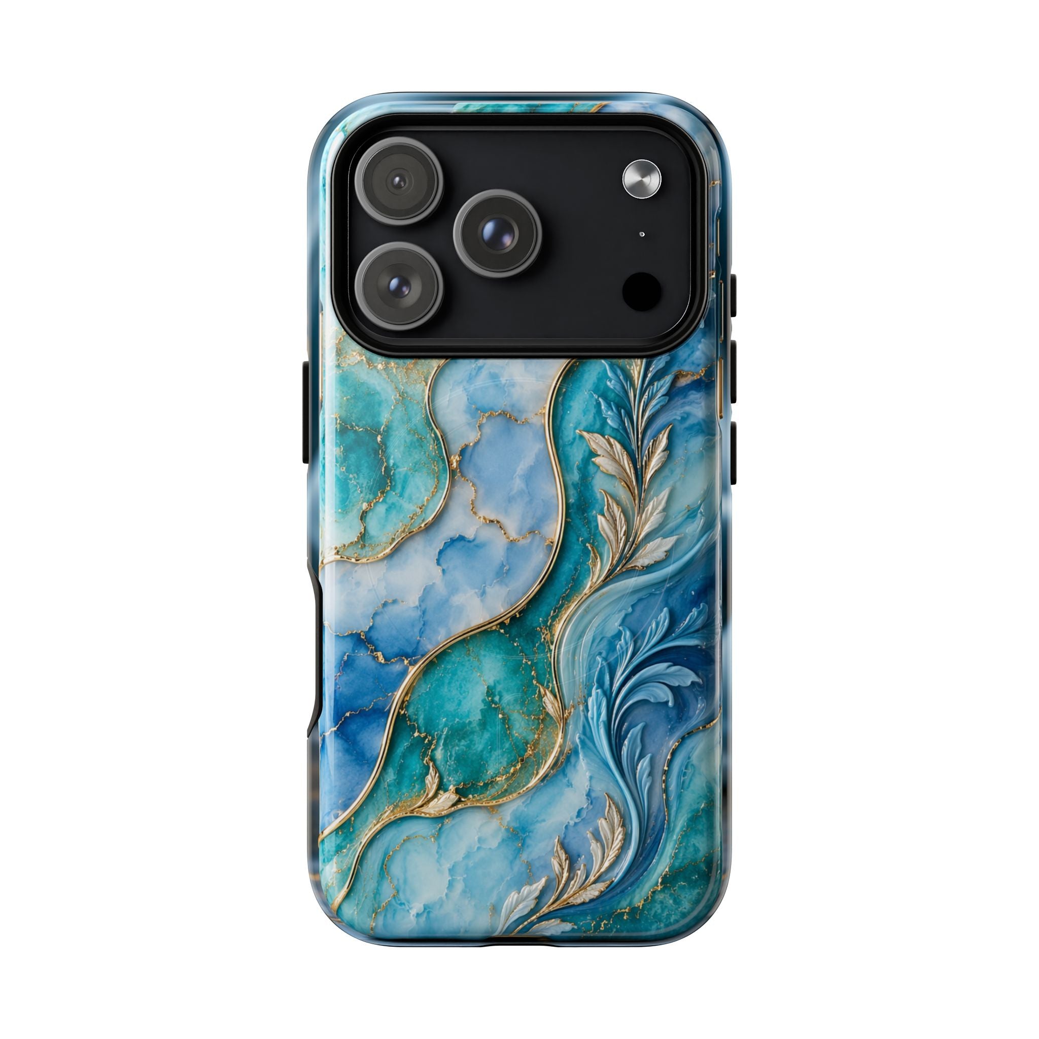 Copy of Magnetic Phone Case — Teal Marble Gold Agate Design