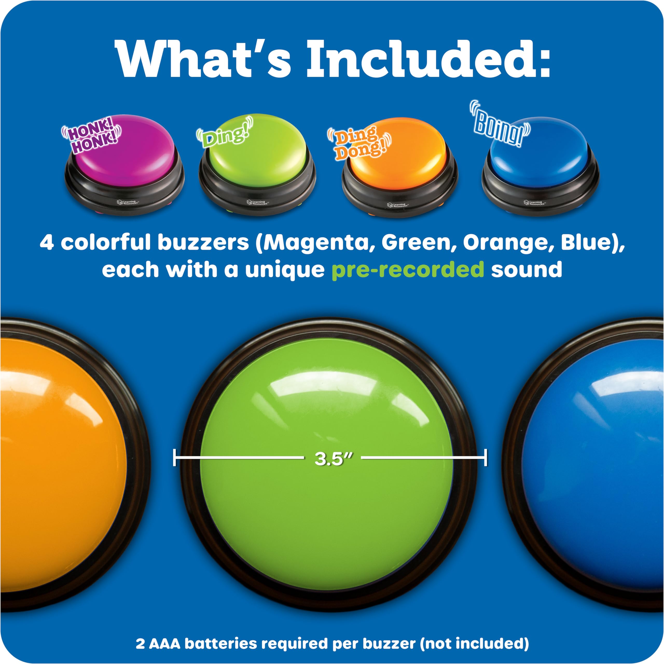 Learning Resources Answer Buzzers - Classroom Must Haves Supplies, Kids Toys, Sound Effect Button, Family Game Shows, Buzzers for Trivia, Participation Tools Boys and Girls Birthday Gifts