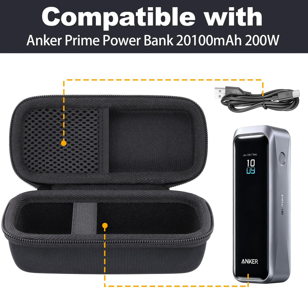 Baval for Anker Prime Power Bank 20100mAh 220W Portable Charger Hard Travel Case,Portable Case Compatible with 20,100mAh 3-Port Portable Charger with 220W Output(Only Case)