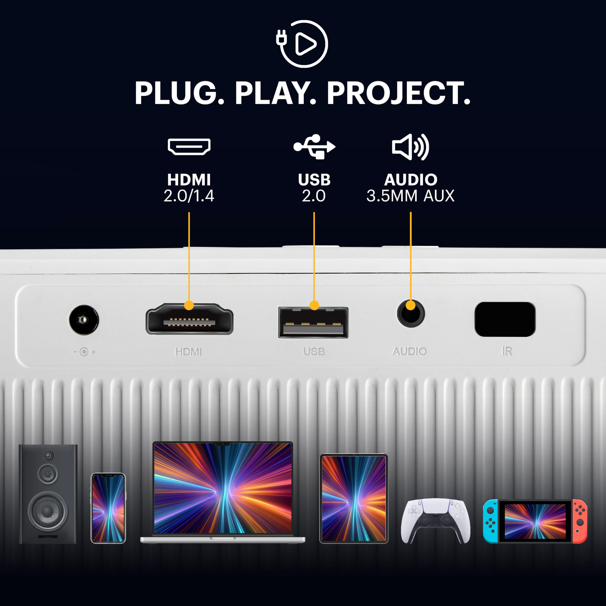 Kodak Flik X20 1080p Smart Projector, Google TV Dongle Built-In | 300 ANSI Lumens LED | Auto Focus & Keystone | HDMI & USB | Wi-Fi , Bluetooth 5.0 | HDR10, 4K Decode | Portable Home Theater (White)