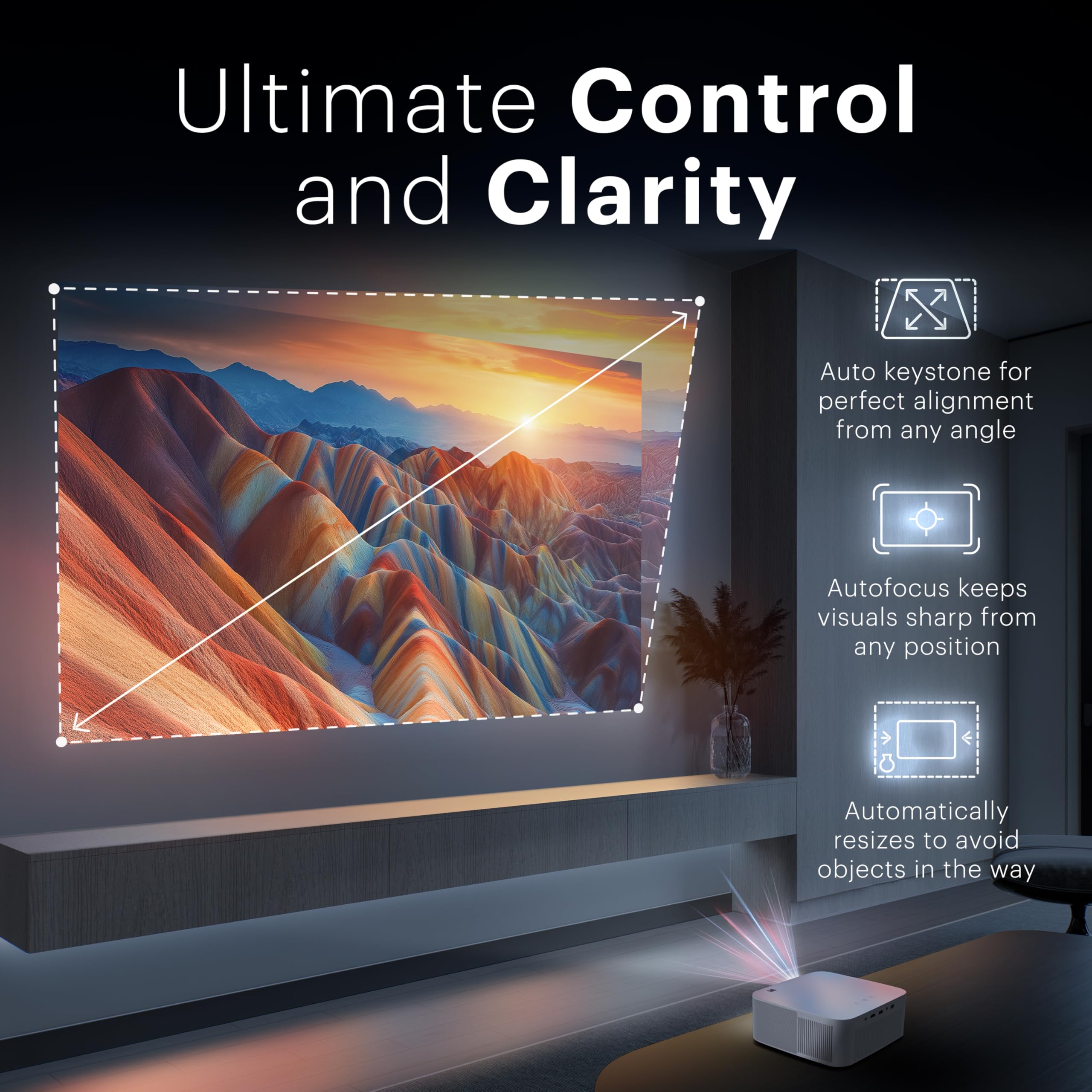 Kodak Flik X20 1080p Smart Projector, Google TV Dongle Built-In | 300 ANSI Lumens LED | Auto Focus & Keystone | HDMI & USB | Wi-Fi , Bluetooth 5.0 | HDR10, 4K Decode | Portable Home Theater (White)