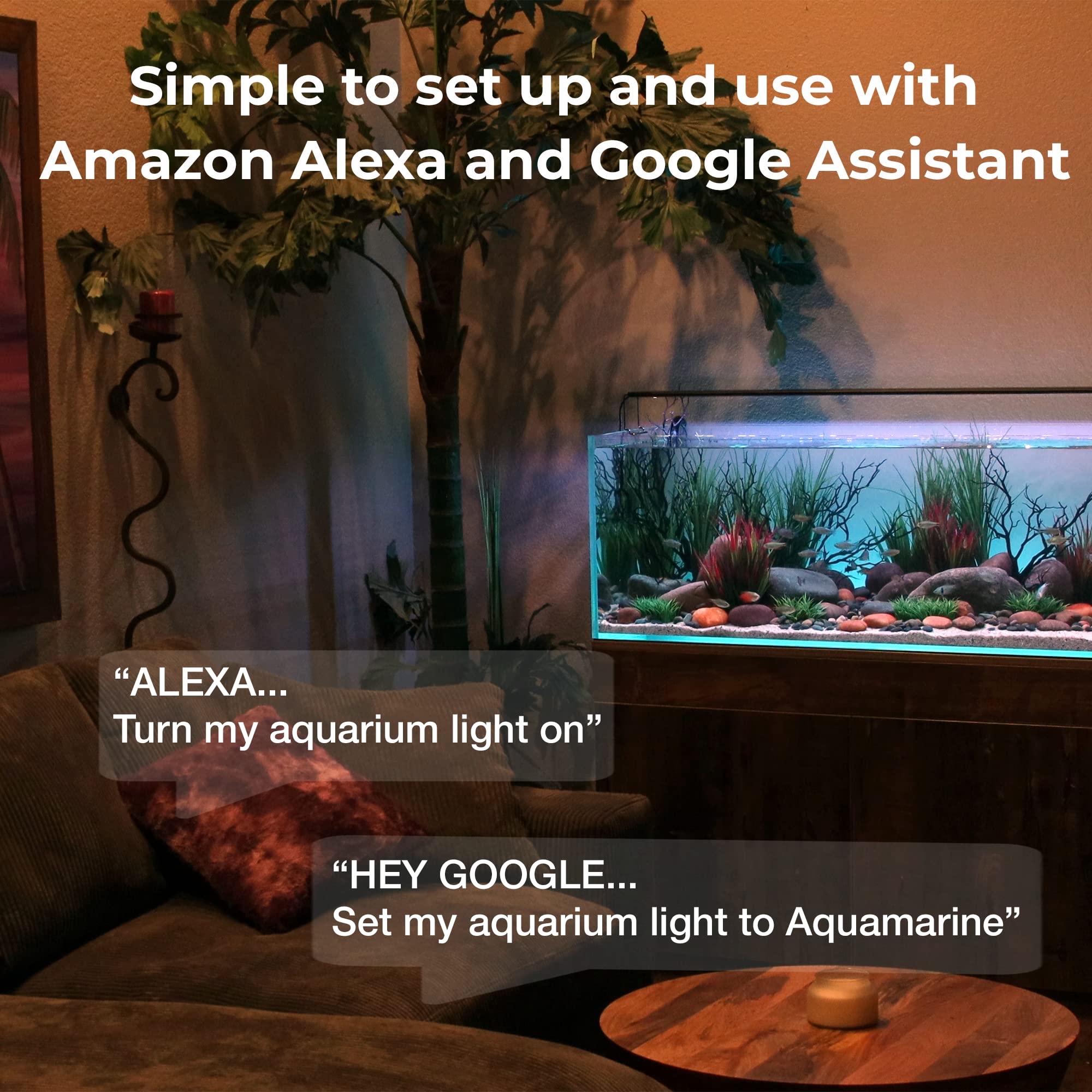 CURRENT USA ColorPlus Smart Freshwater Aquarium & Terrarium LED Light with App and Voice Control | Alexa & Google Home Compatible | Extra Vivid Colors for Fish Tank| Aluminum (for Tanks 24" to 35")