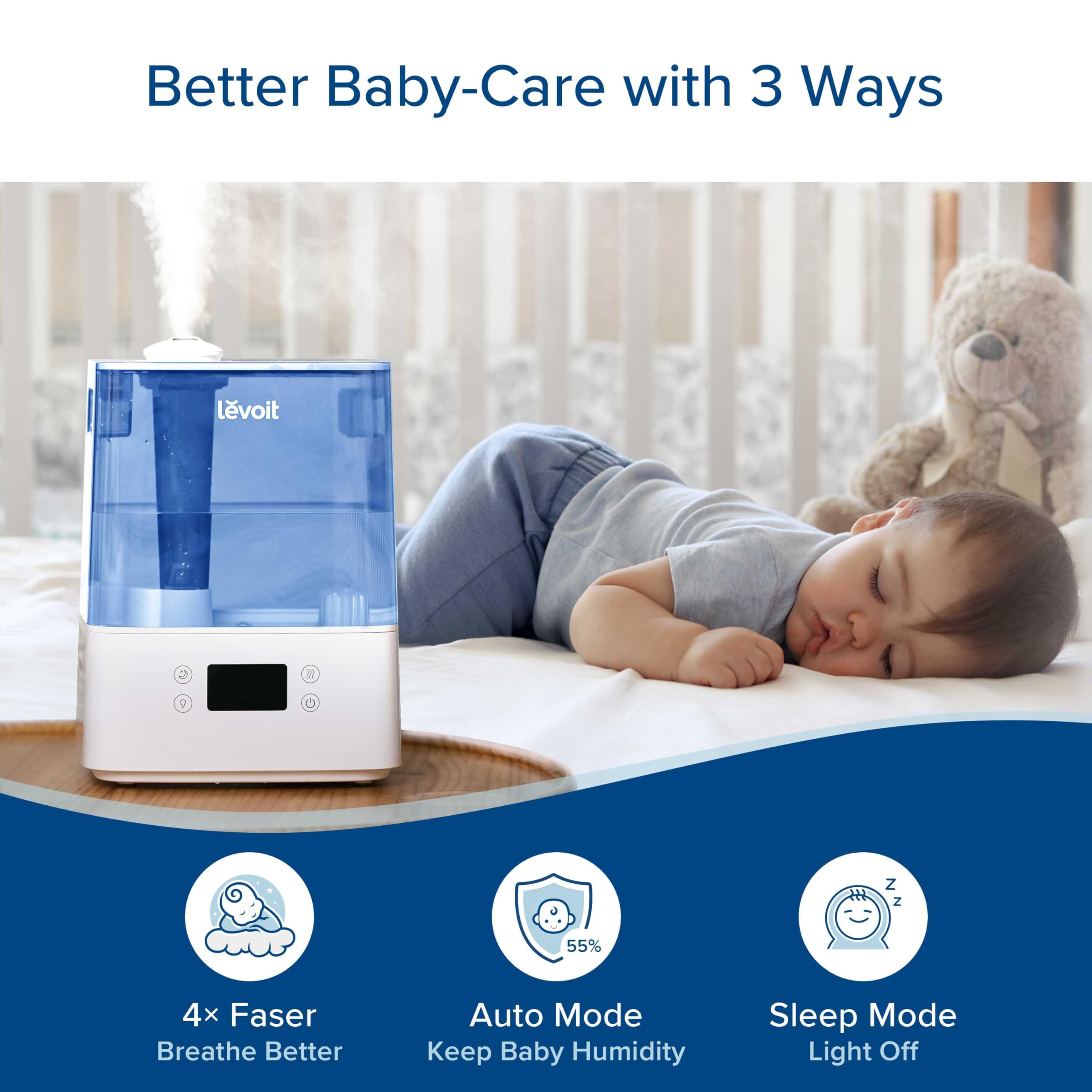 LEVOIT Classic300S Ultrasonic Smart Top Fill Humidifier, Extra Large 6L Tank for Whole Family, APP & Voice Control, Essential Oil Diffuser, Humidity Setting with Sensor, Quiet Sleep Mode, Night Light