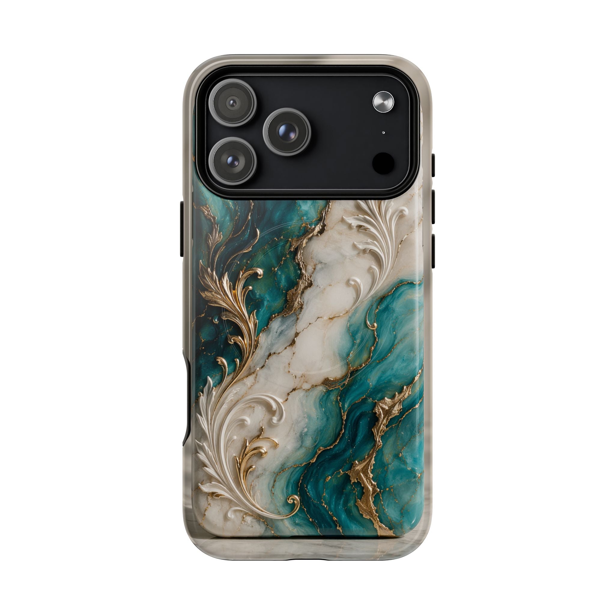 Copy of Magnetic Phone Case — Teal Marble Gold Agate Design