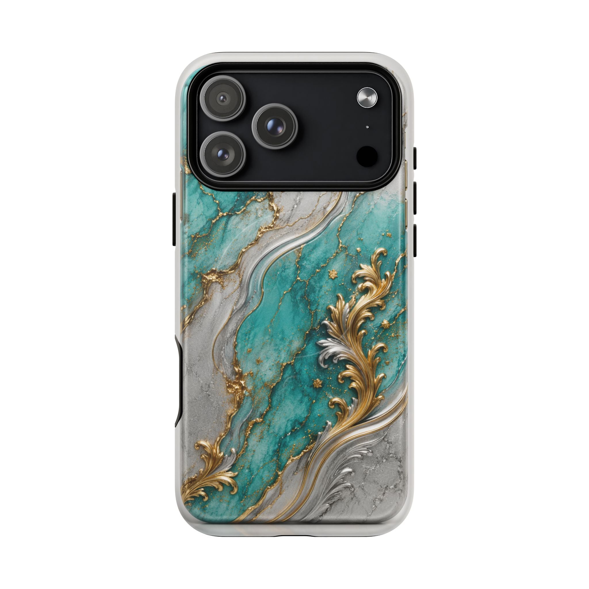 Copy of Magnetic Phone Case — Teal Marble Gold Agate Design