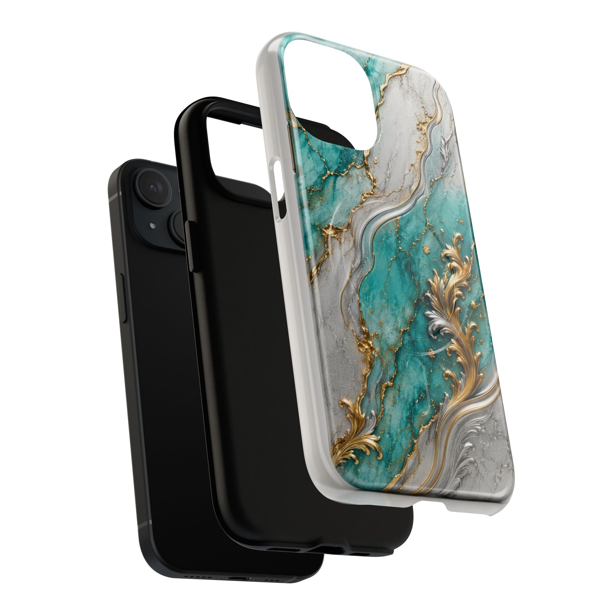 Copy of Magnetic Phone Case — Teal Marble Gold Agate Design