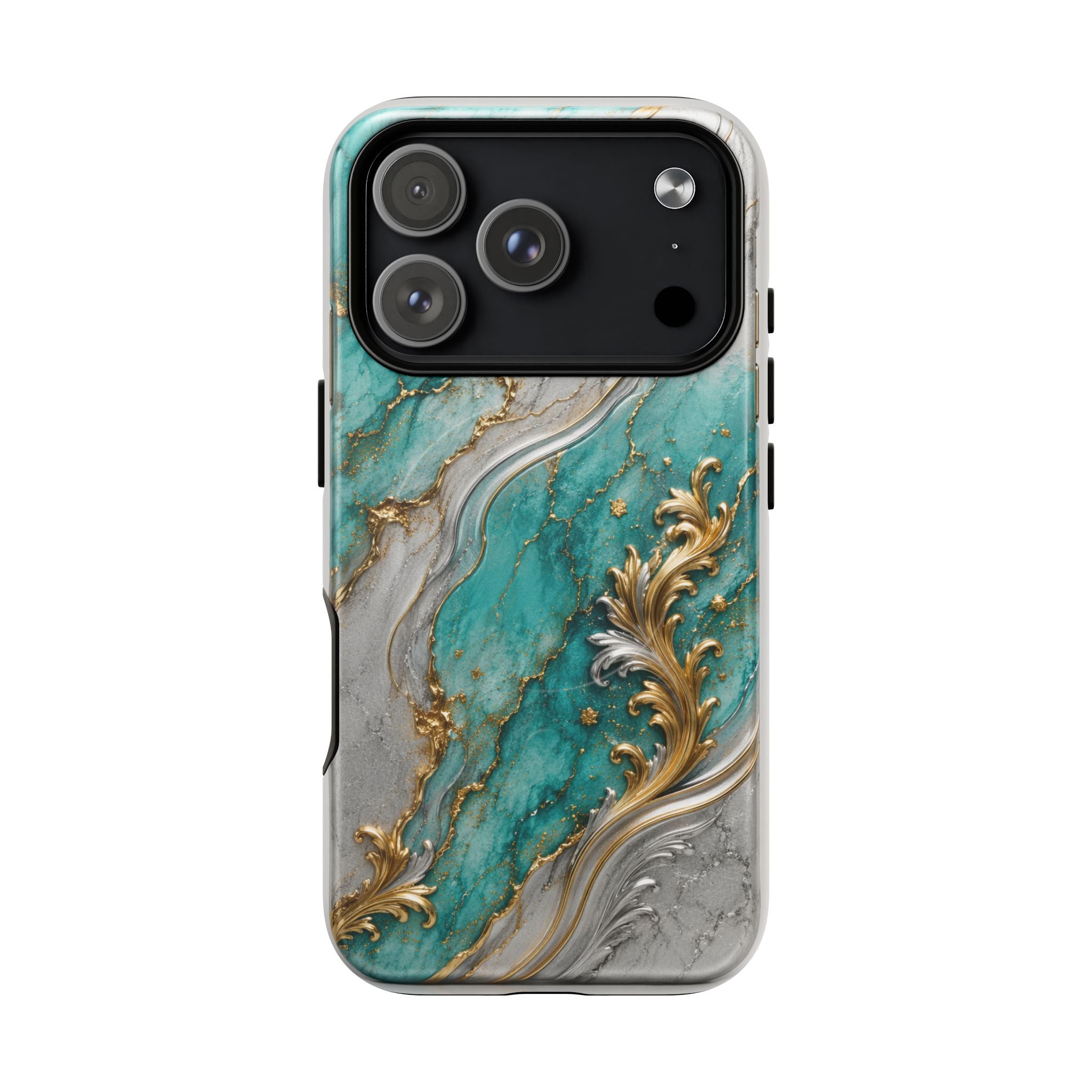 Copy of Magnetic Phone Case — Teal Marble Gold Agate Design