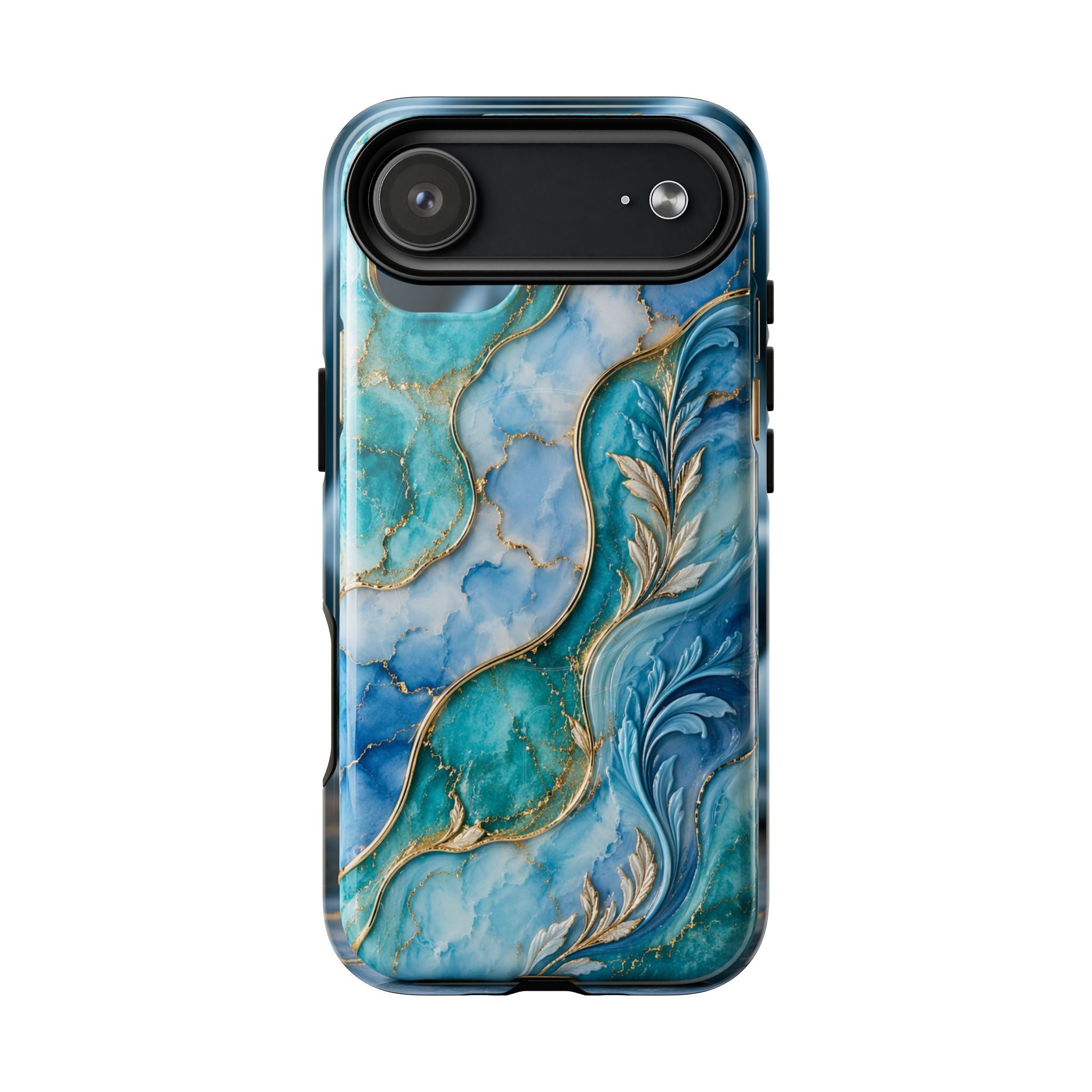 Copy of Magnetic Phone Case — Teal Marble Gold Agate Design